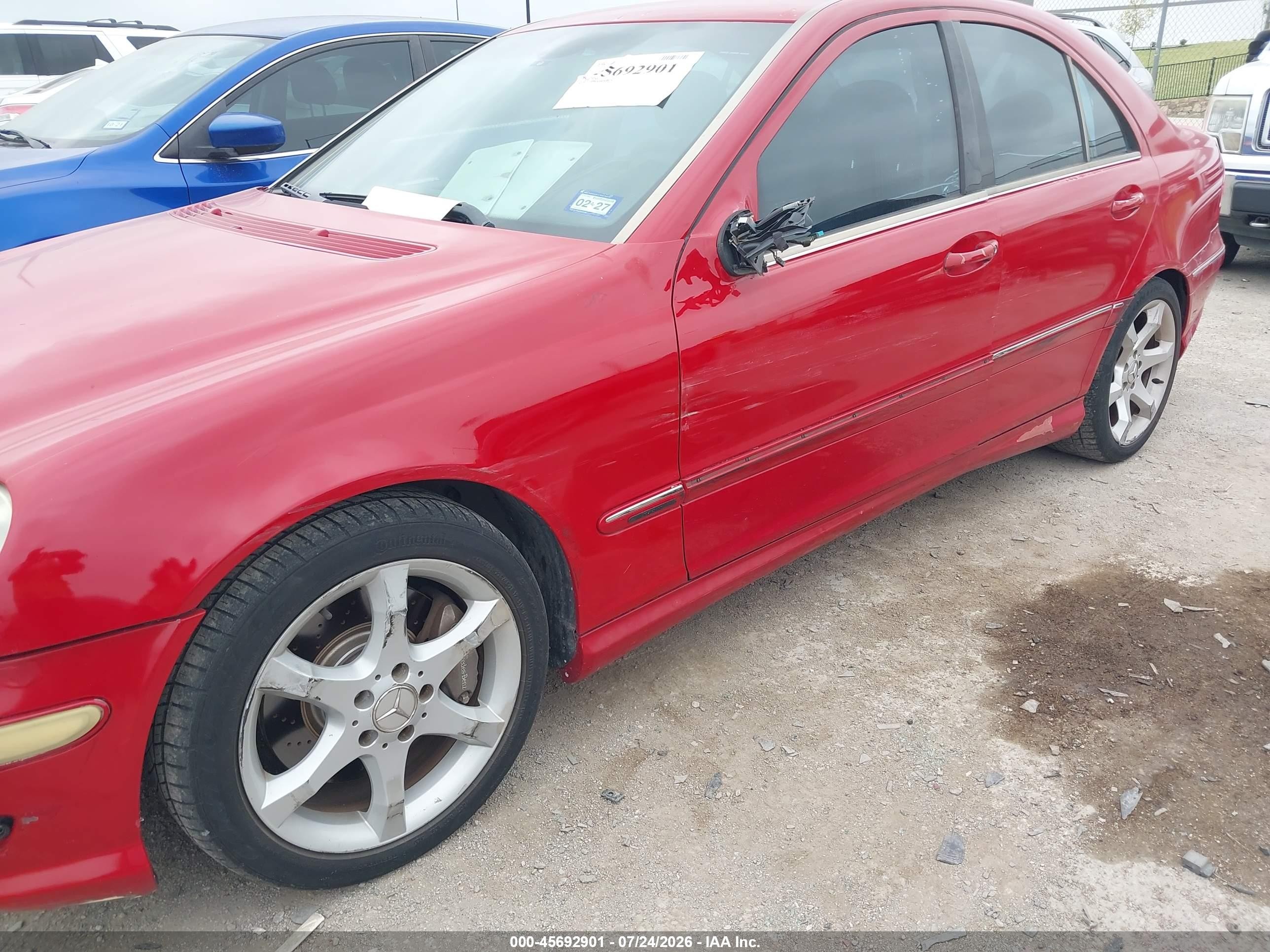 2007 Mercedes-benz C 230 Sport Red vin: WDBRF52H57F850329