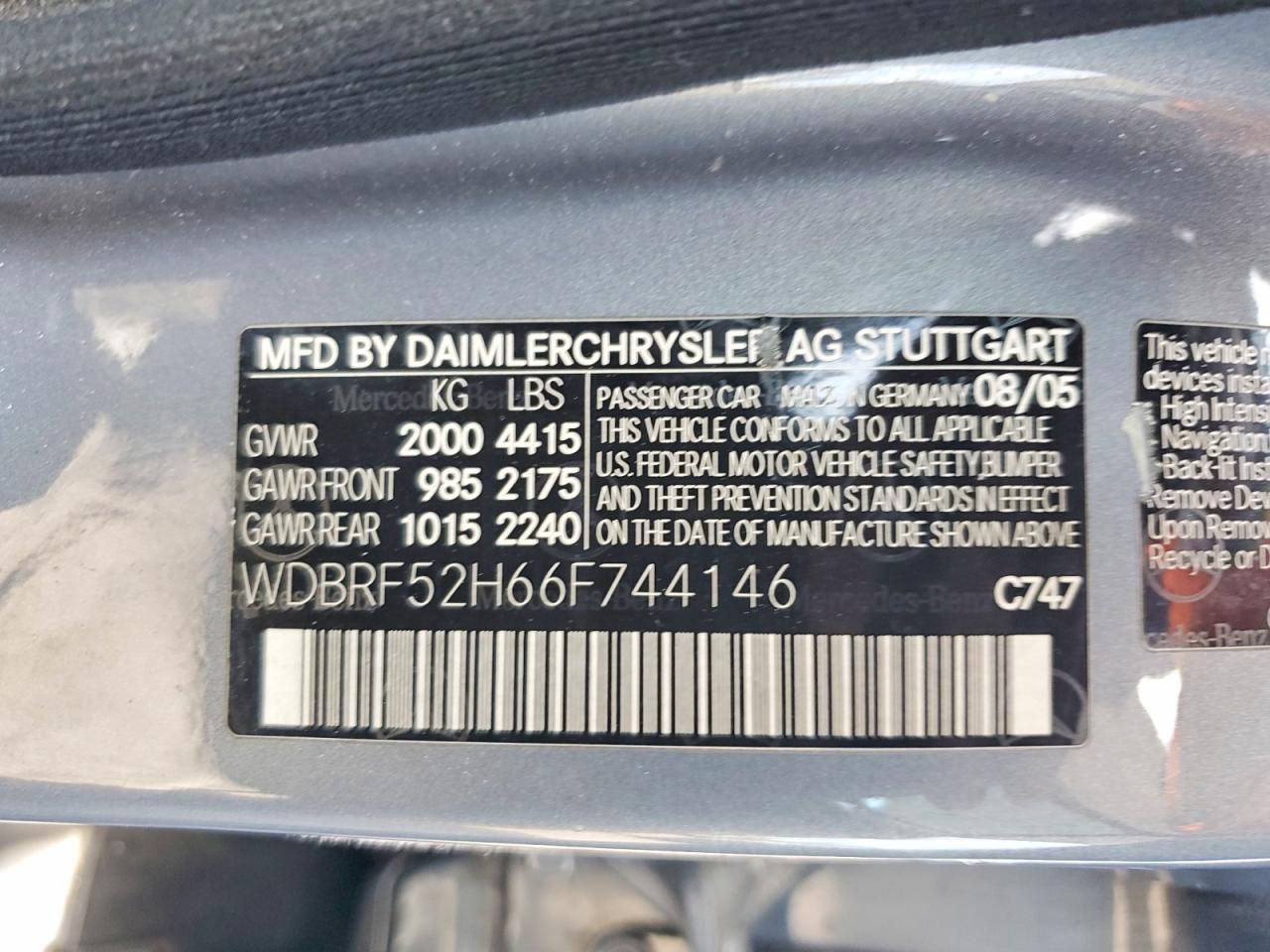 2006 Mercedes-benz C 230 Blue vin: WDBRF52H66F744146