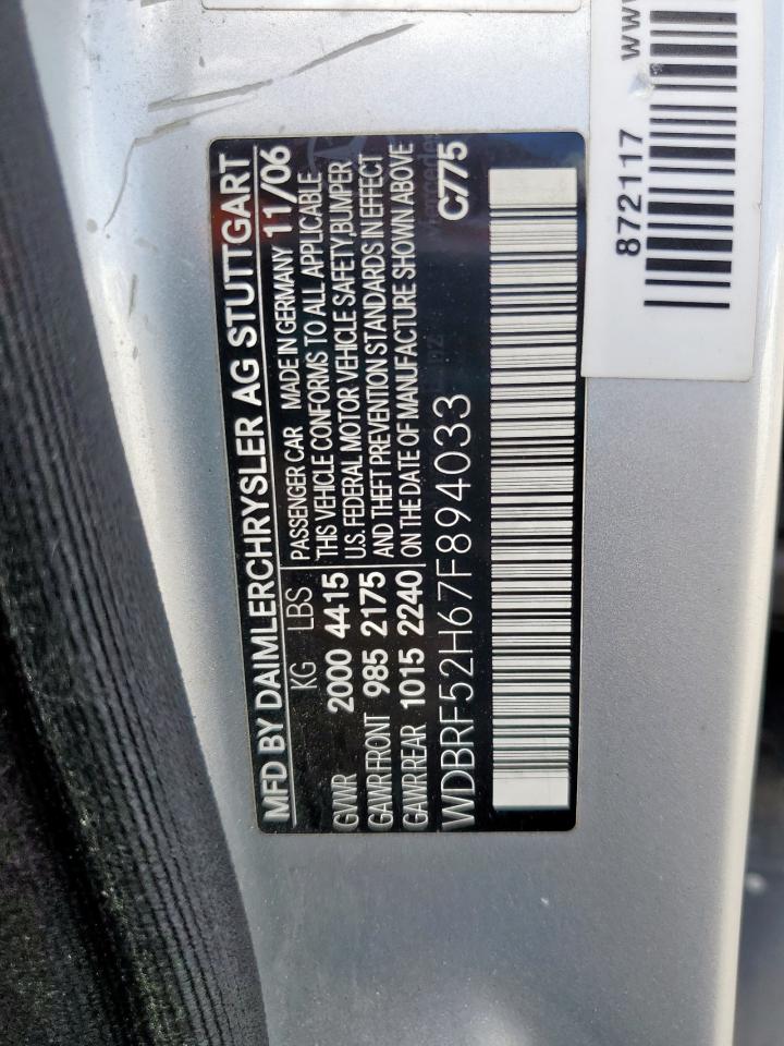 2007 Mercedes-benz C 230 Silver vin: WDBRF52H67F894033