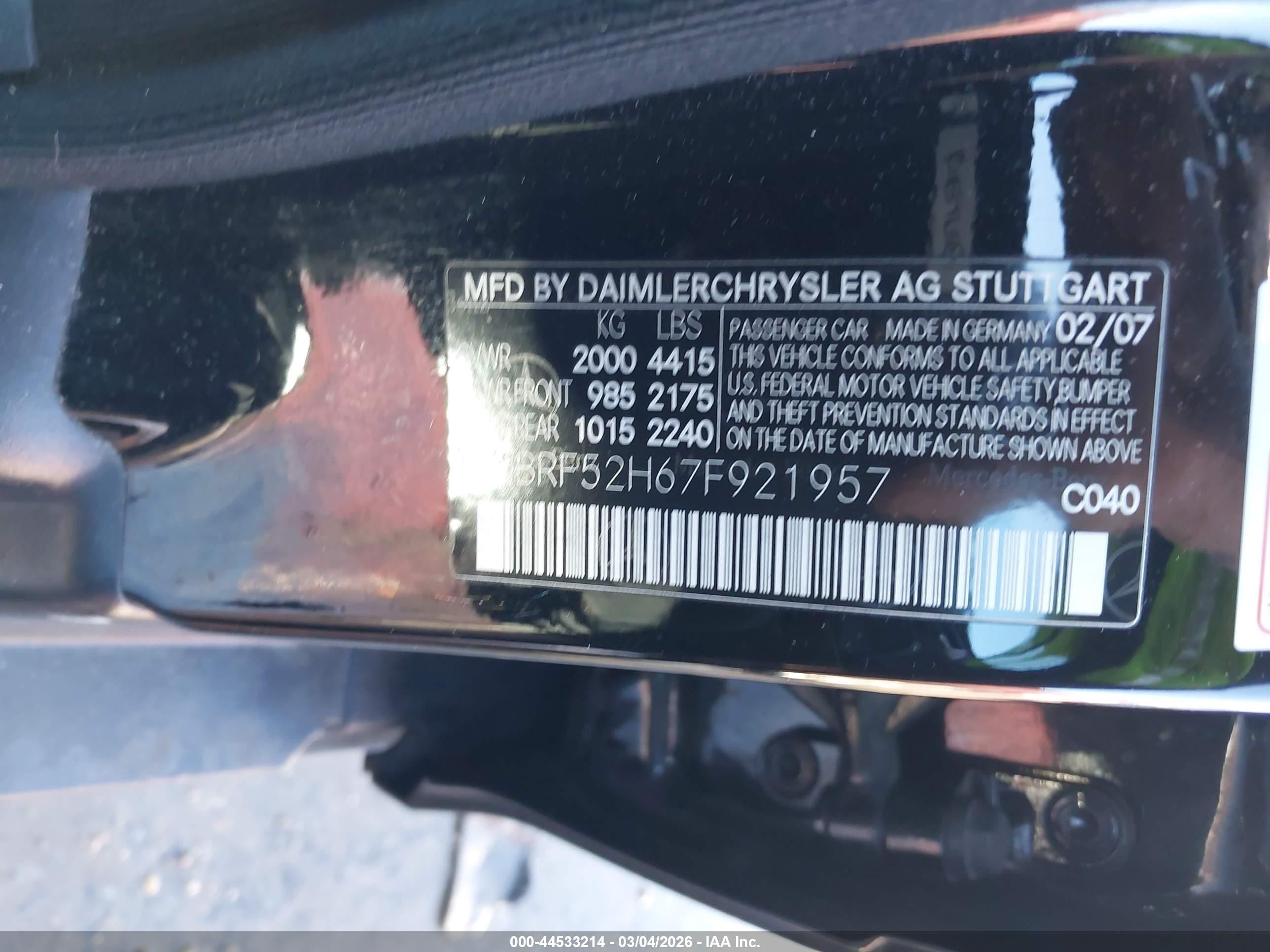2007 Mercedes-benz C 230 Sport Black vin: WDBRF52H67F921957