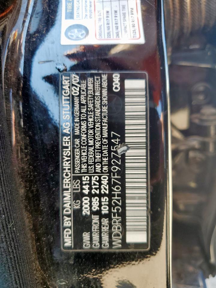 2007 Mercedes-benz C 230 Черный vin: WDBRF52H67F927547