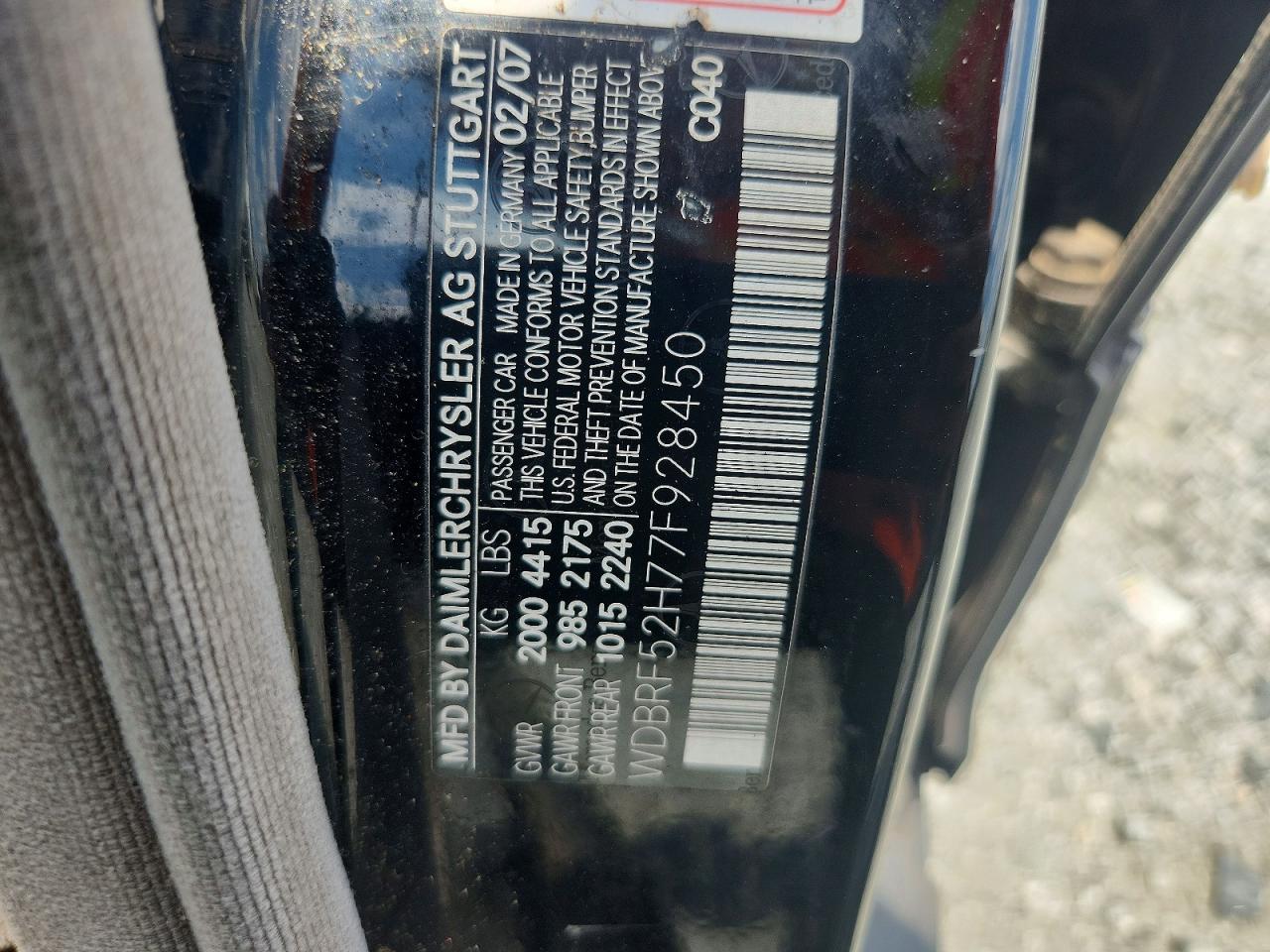 2007 Mercedes-benz C 230 Black vin: WDBRF52H77F928450