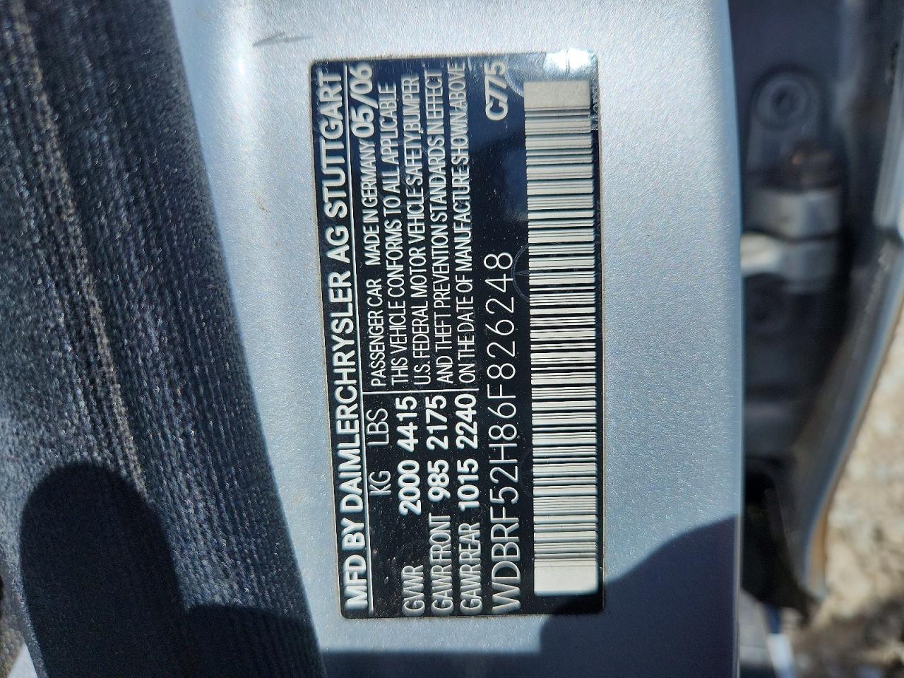 2006 Mercedes-benz C 230 Silver vin: WDBRF52H86F826248