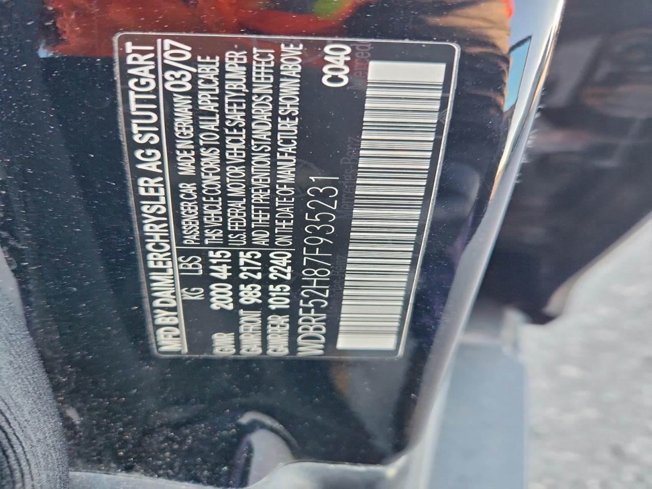 2007 Mercedes-benz C 230 Черный vin: WDBRF52H87F935231