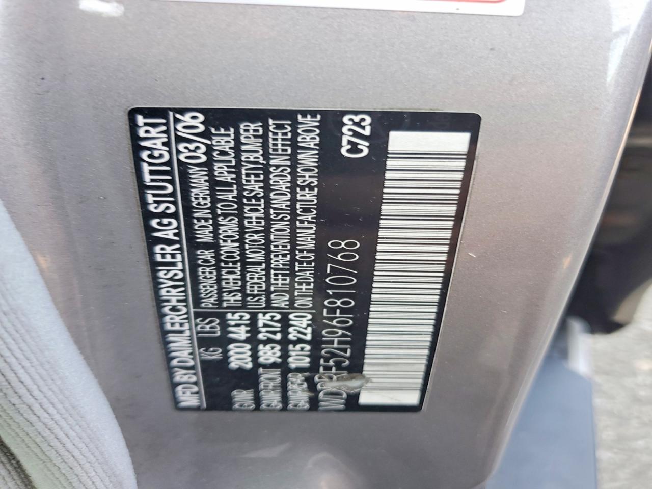 2006 Mercedes-benz C 230 Silver vin: WDBRF52H96F810768