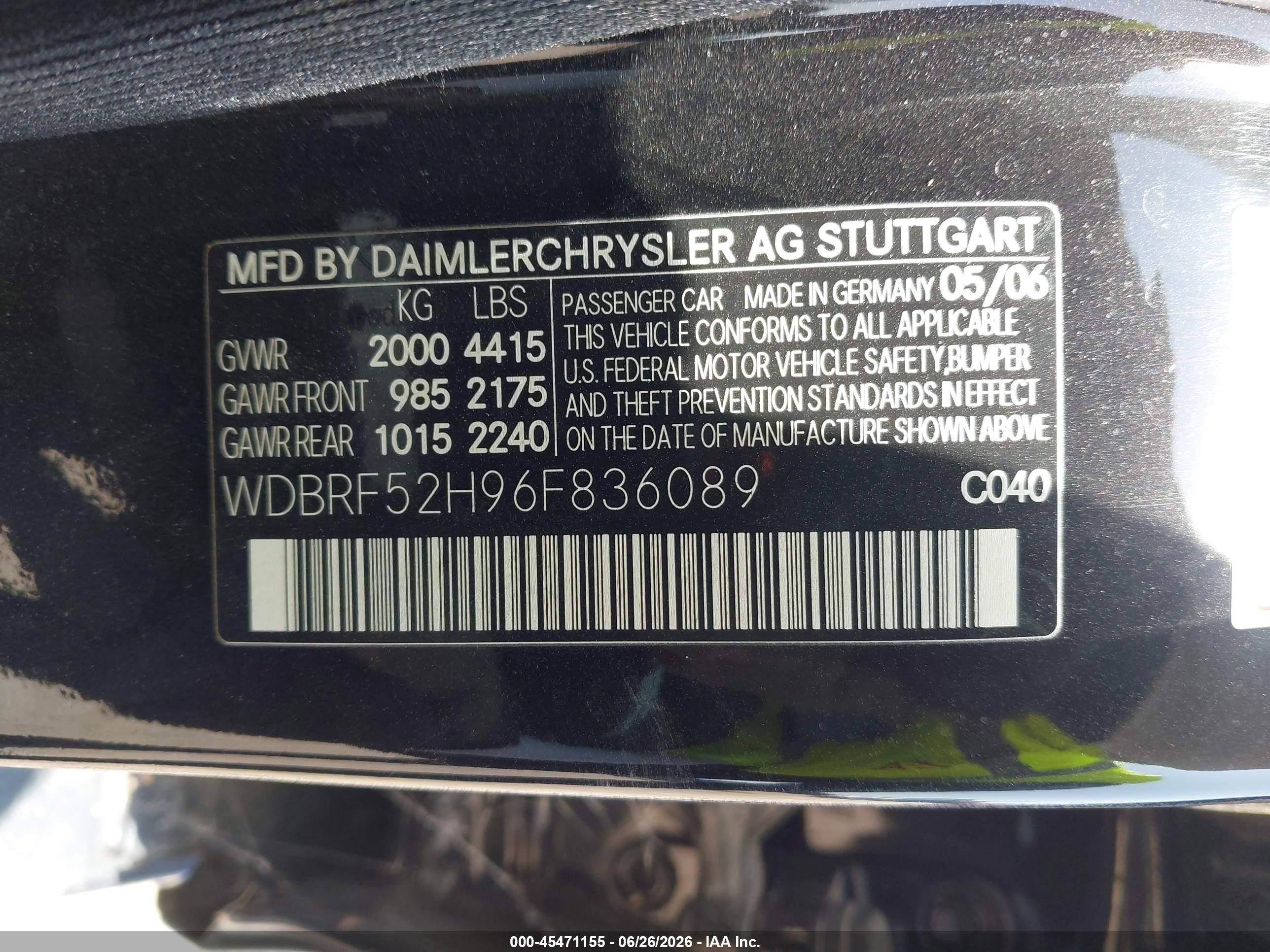 2006 Mercedes-benz C 230 Sport Черный vin: WDBRF52H96F836089