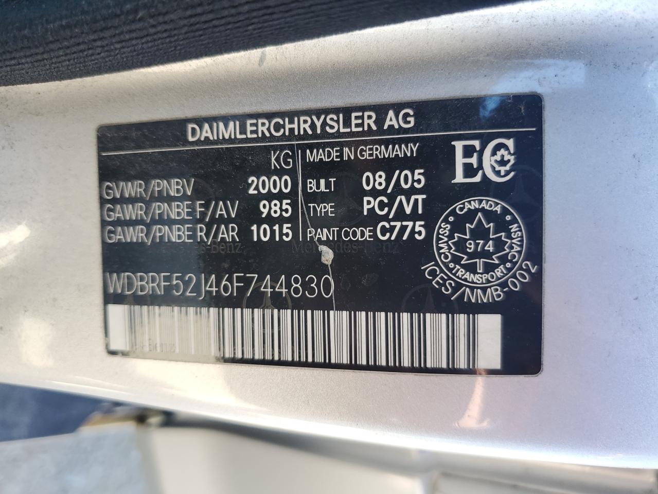 2006 Mercedes-benz C 230 Silver vin: WDBRF52J46F744830