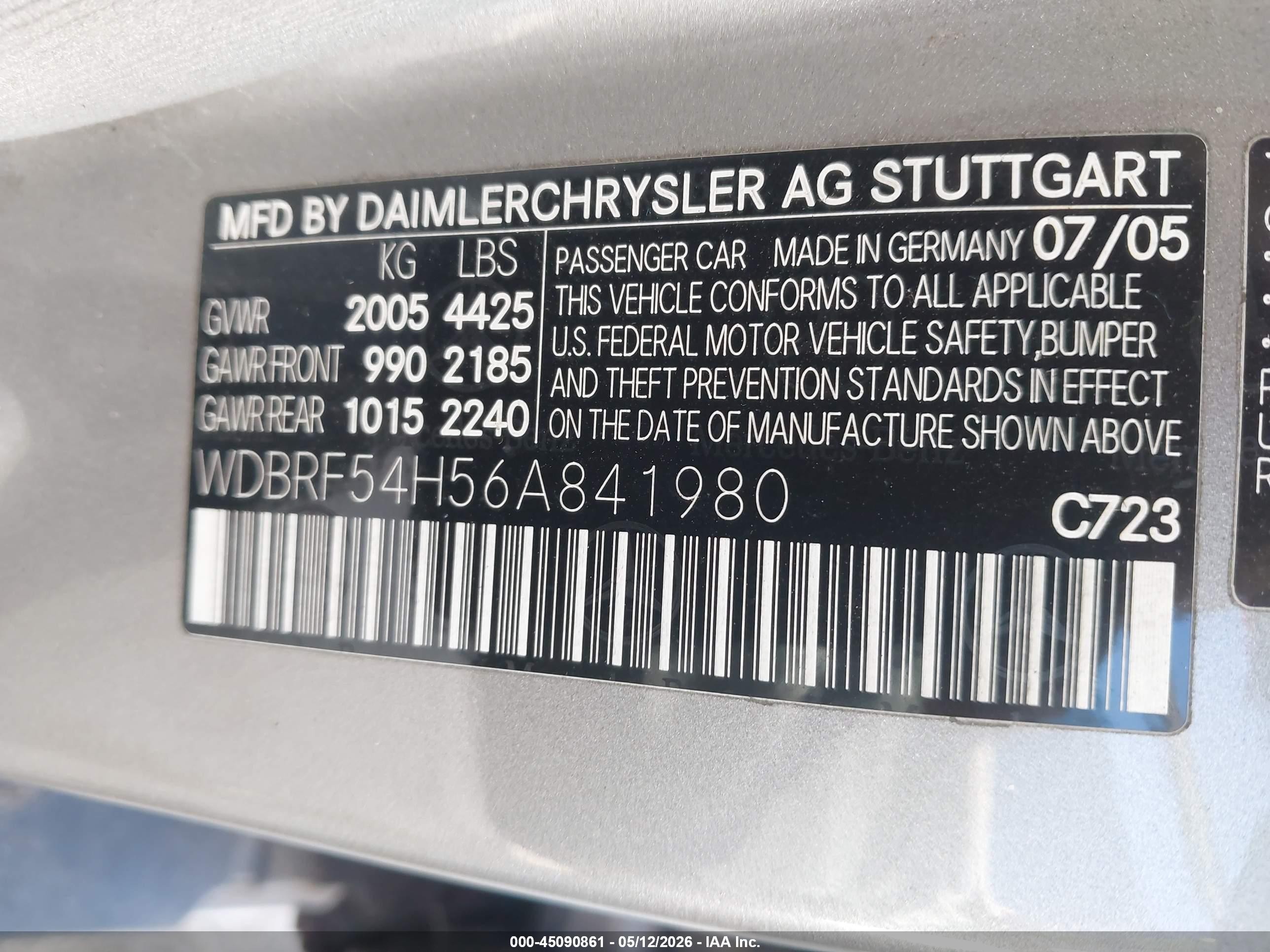 2006 Mercedes-benz C 280 Luxury Gray vin: WDBRF54H56A841980