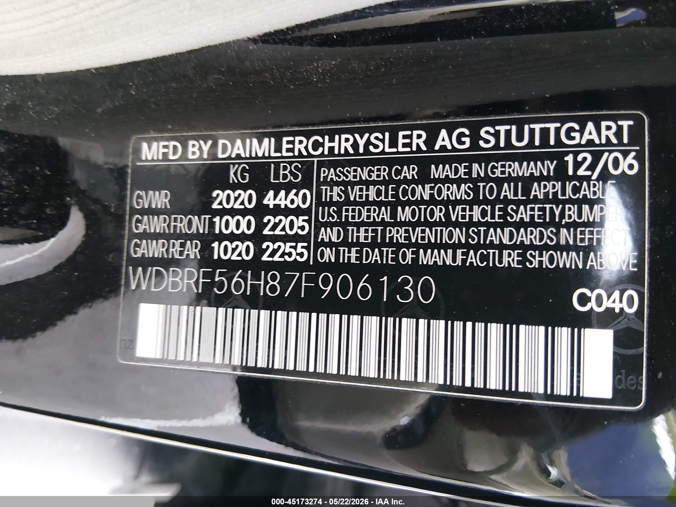2007 Mercedes-benz C 350 Luxury/sport Черный vin: WDBRF56H87F906130