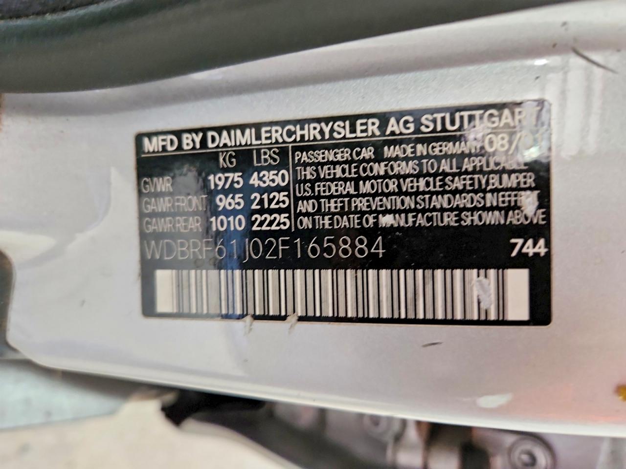 2002 Mercedes-benz C 240 Серебряный vin: WDBRF61J02F165884