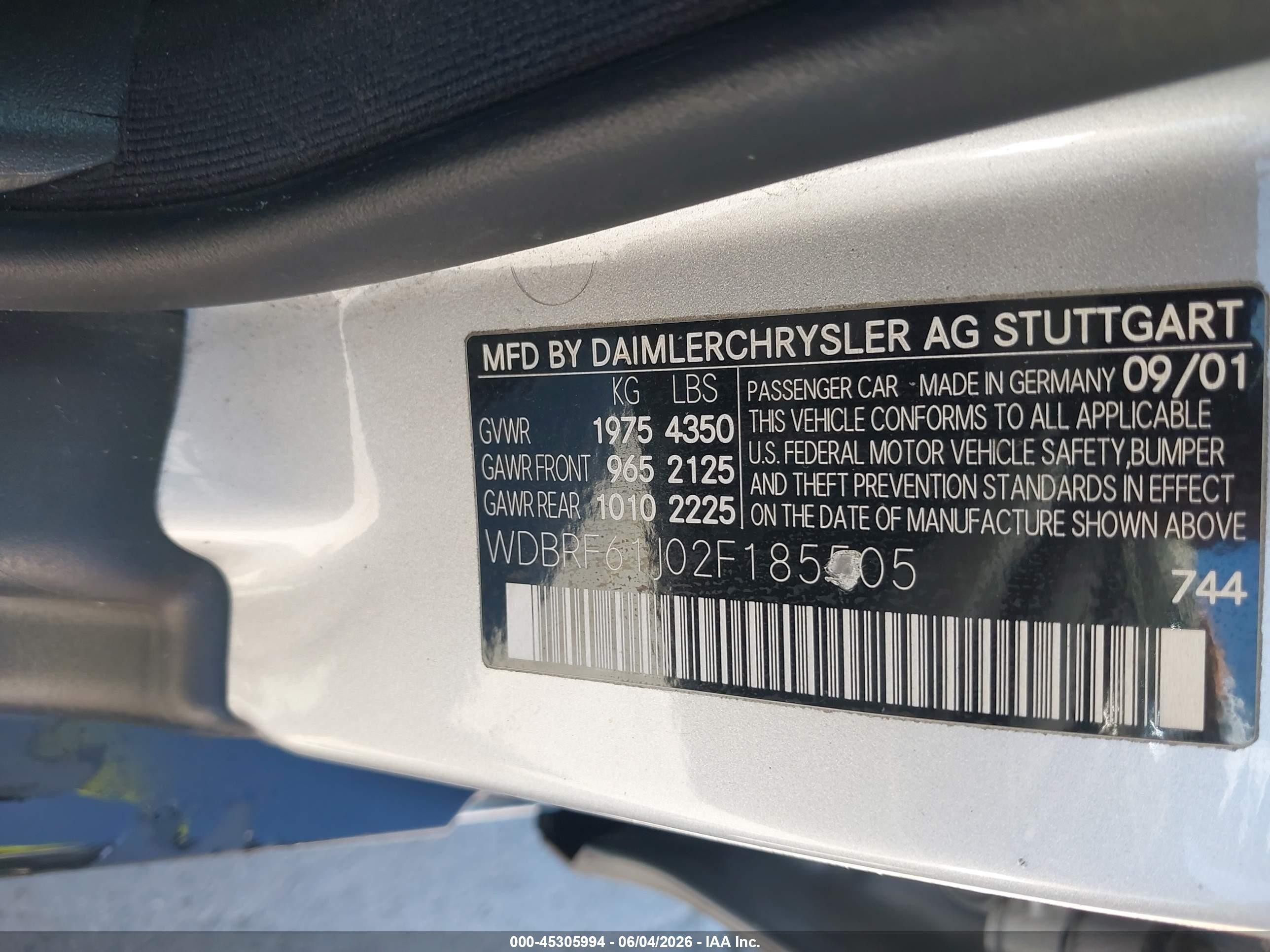 2002 Mercedes-benz C 240   Серебряный vin: WDBRF61J02F185505