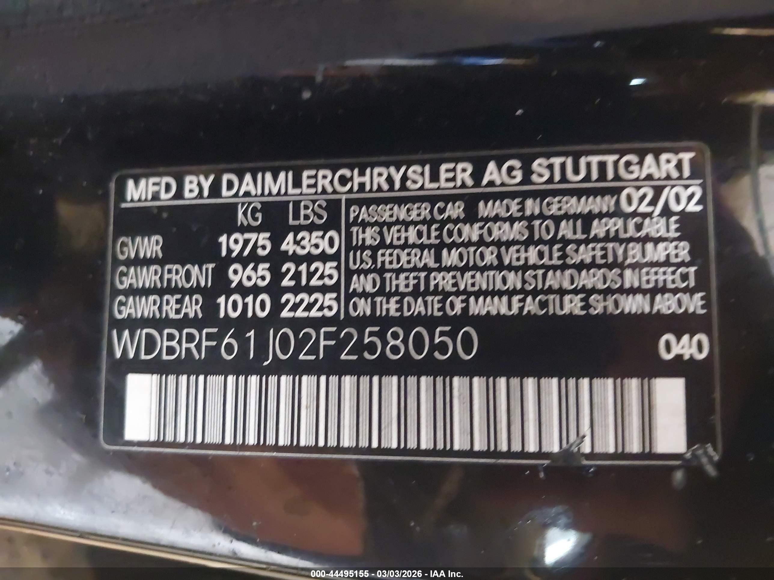 2002 Mercedes-benz C 240   Черный vin: WDBRF61J02F258050