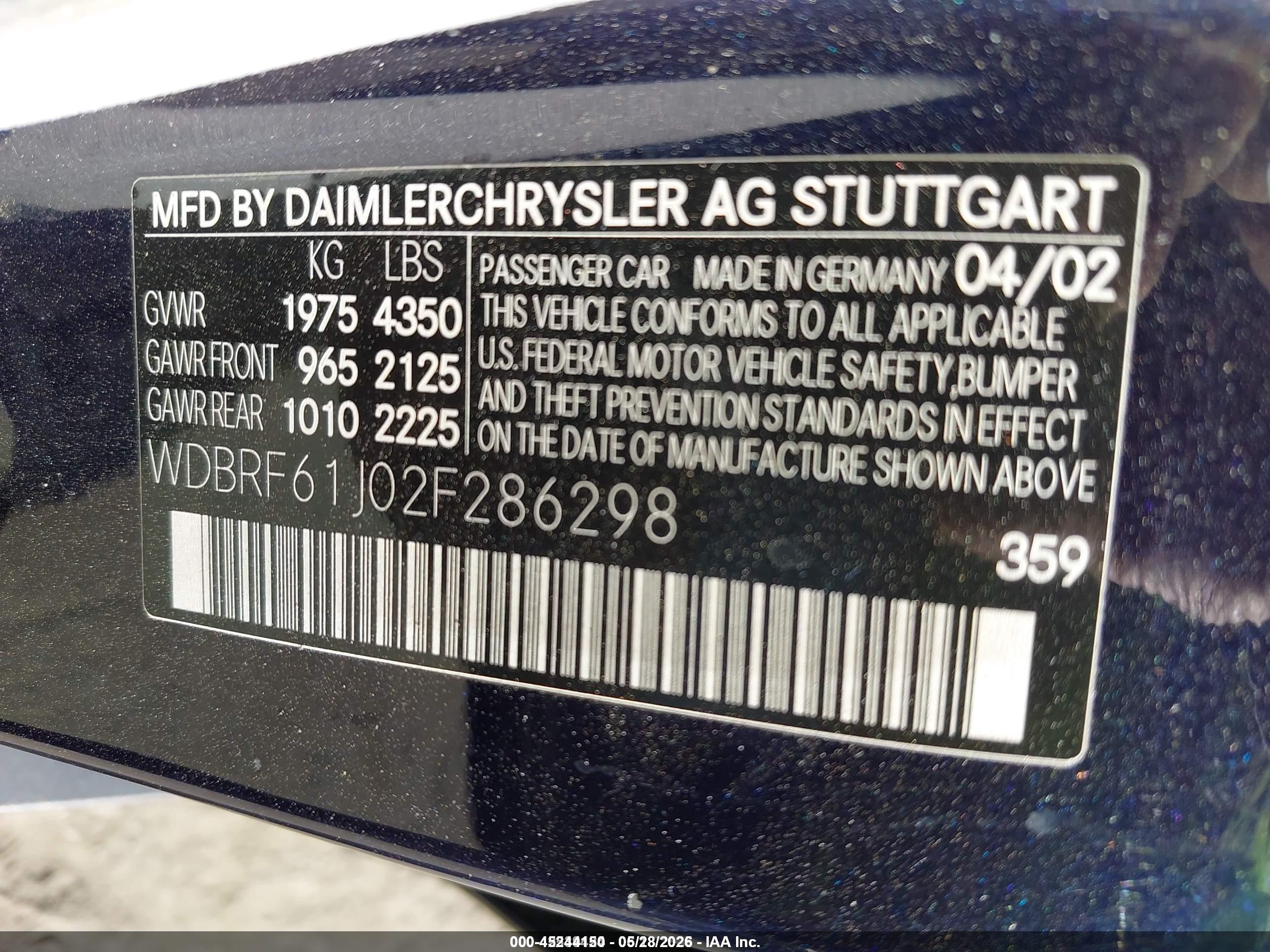 2002 Mercedes-benz C 240   Black vin: WDBRF61J02F286298