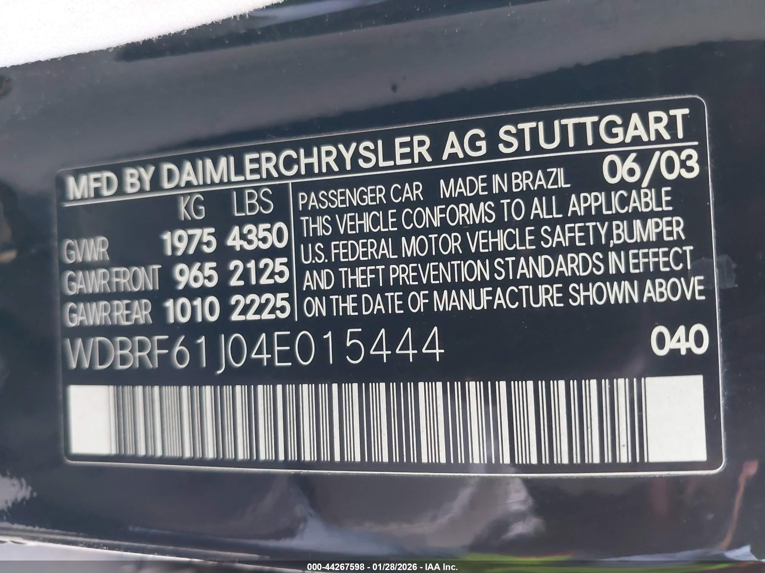 2004 Mercedes-benz C 240   Черный vin: WDBRF61J04E015444
