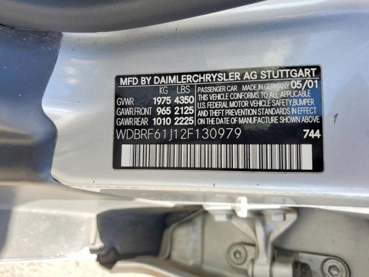 2002 Mercedes-benz C 240 Серебряный vin: WDBRF61J12F130979