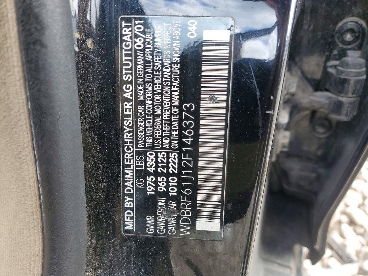 2002 Mercedes-benz C 240 Black vin: WDBRF61J12F146373