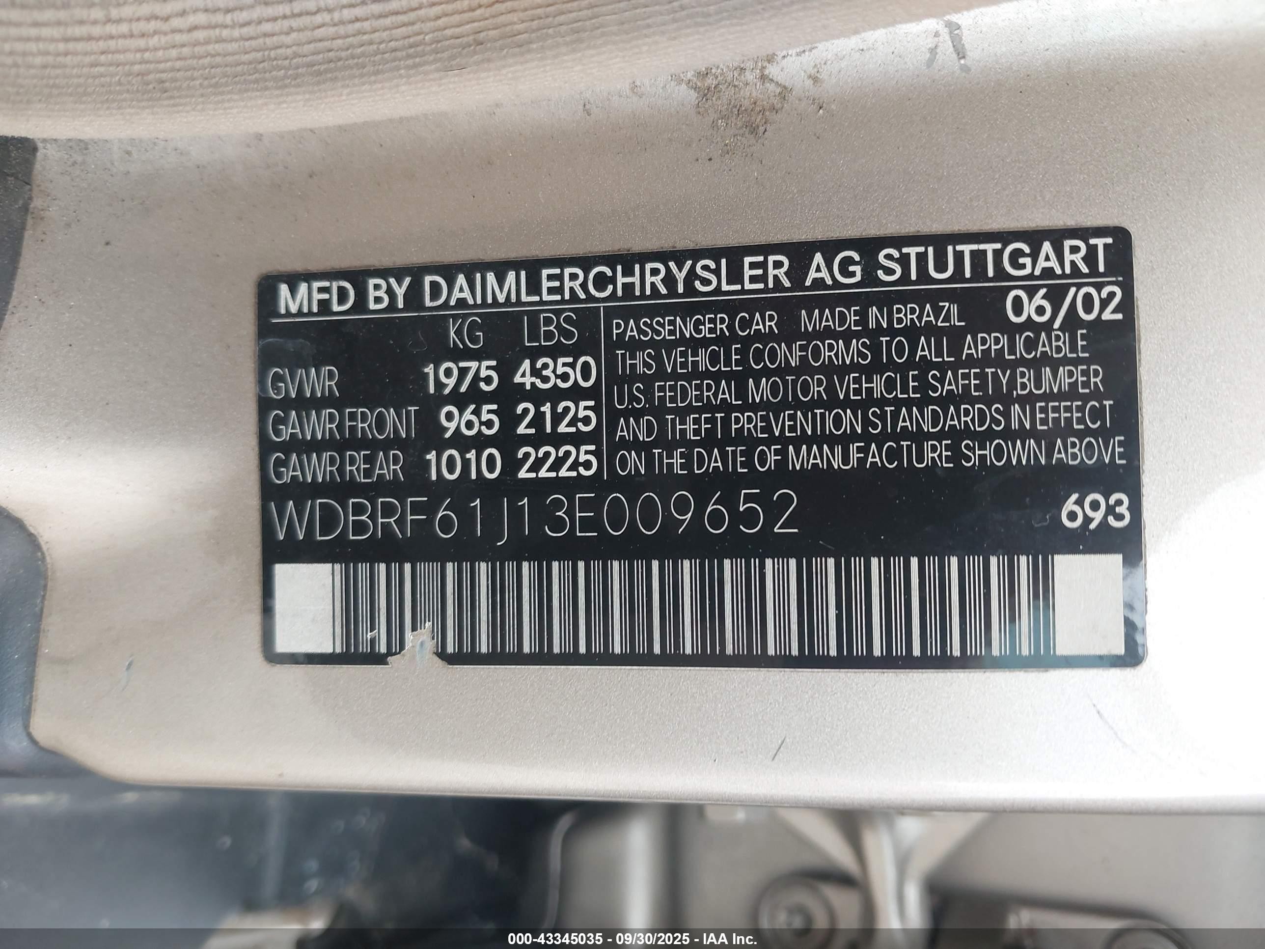 2003 Mercedes-benz C 240   Золотой vin: WDBRF61J13E009652