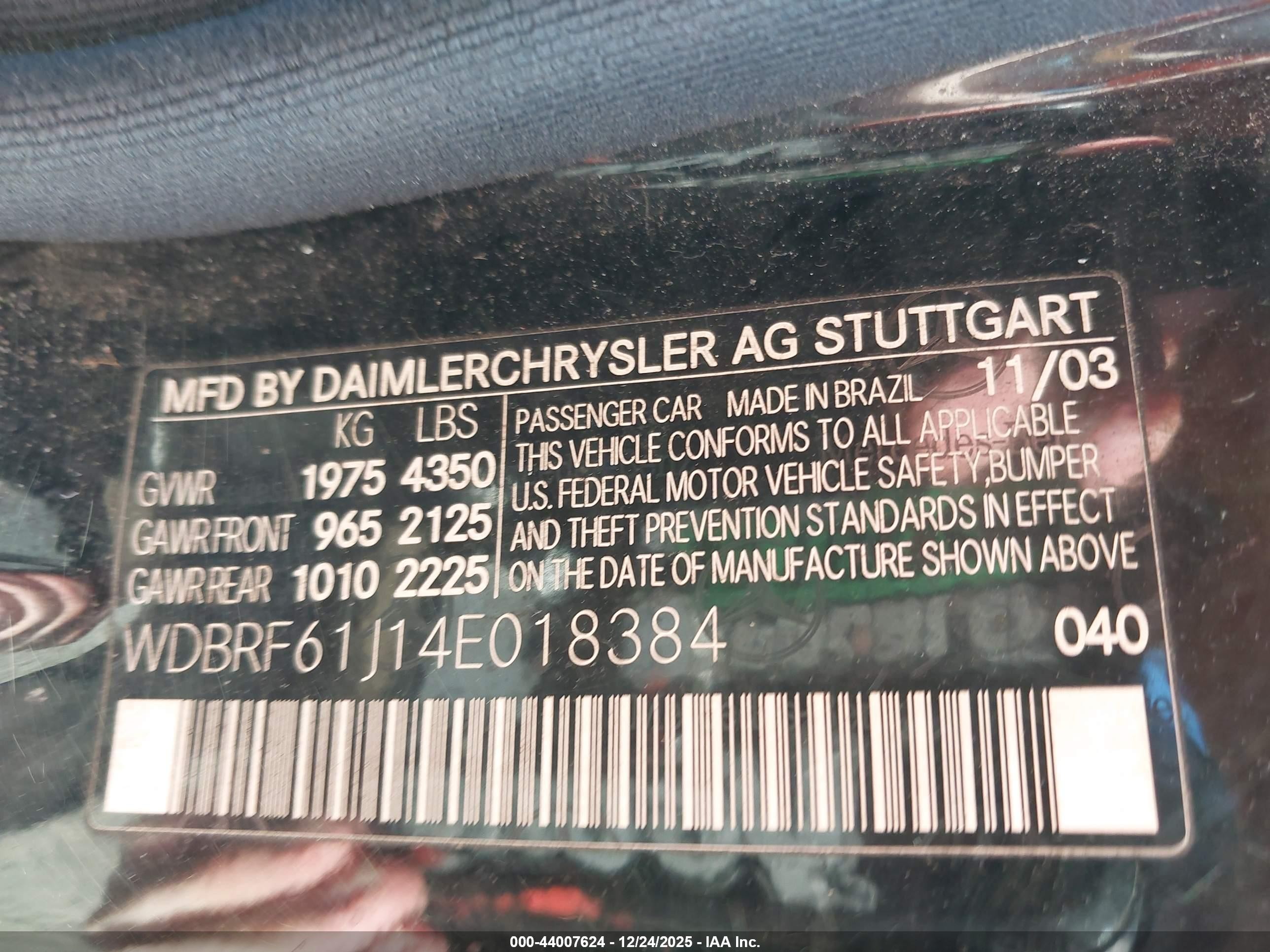 2004 Mercedes-benz C 240   Черный vin: WDBRF61J14E018384