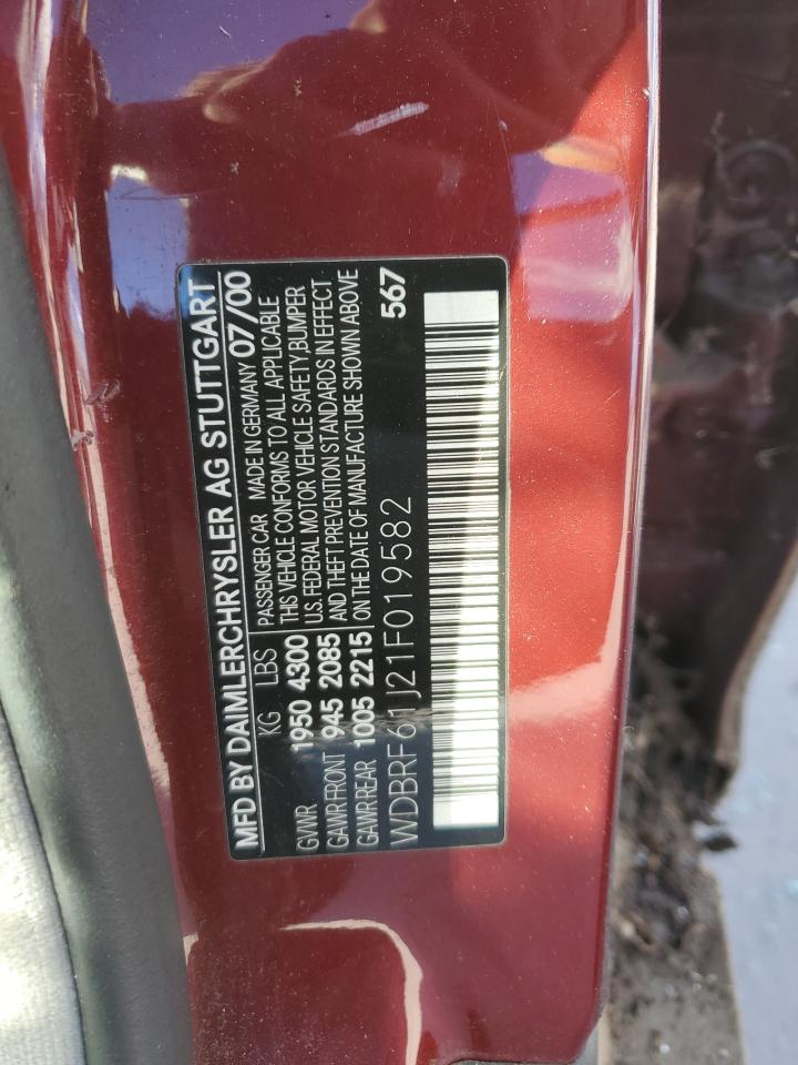 2001 Mercedes-benz C 240 Burgundy vin: WDBRF61J21F019582