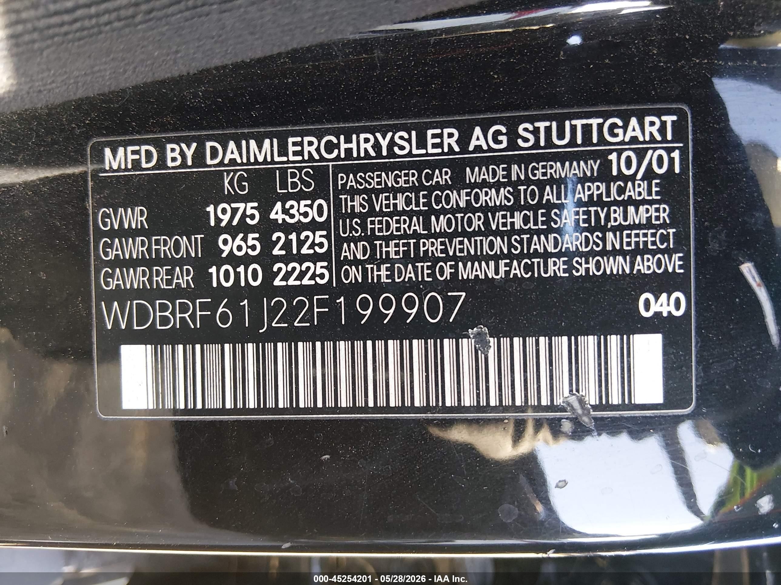 2002 Mercedes-benz C 240   Черный vin: WDBRF61J22F199907