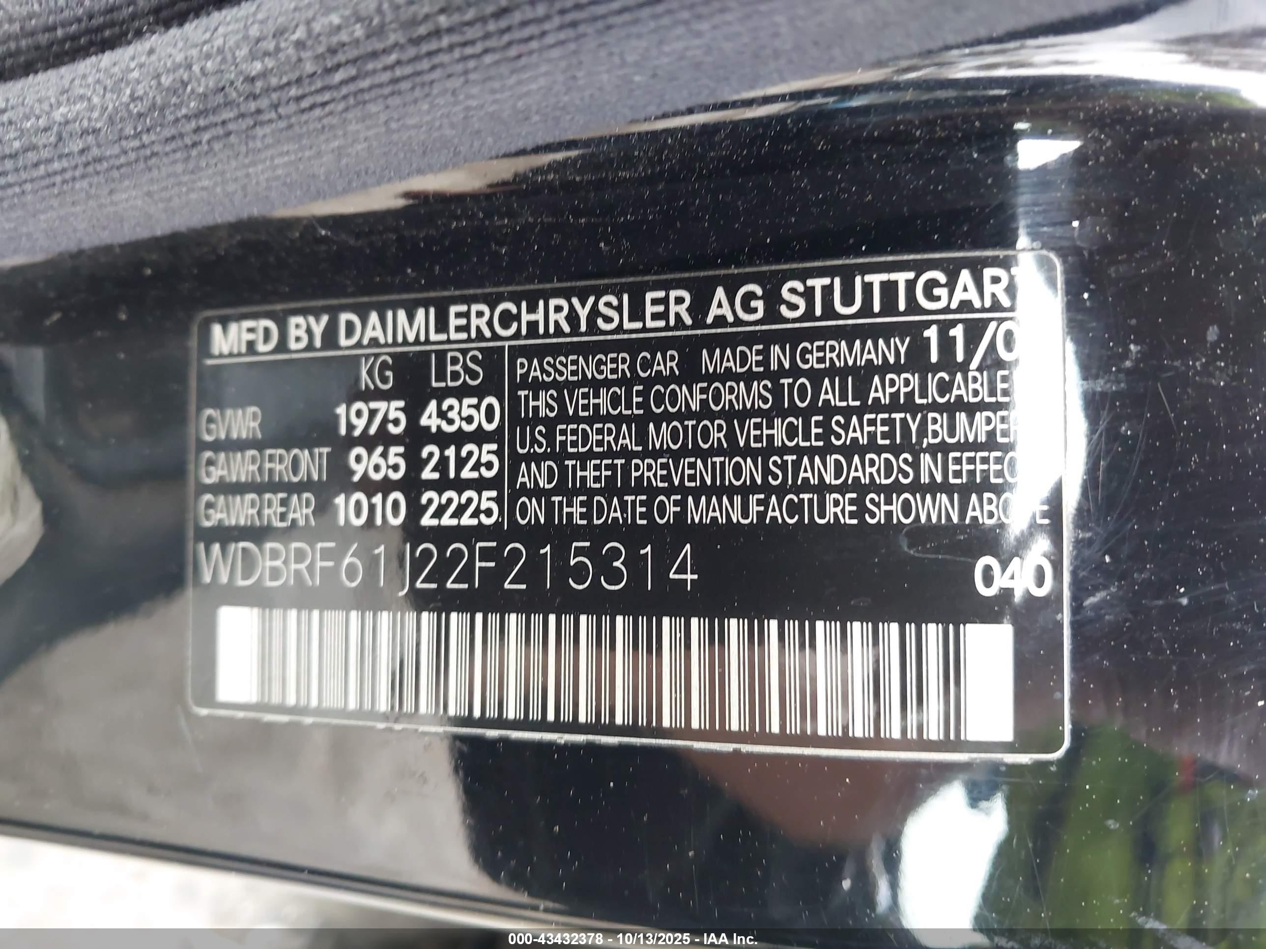 2002 Mercedes-benz C 240   Черный vin: WDBRF61J22F215314
