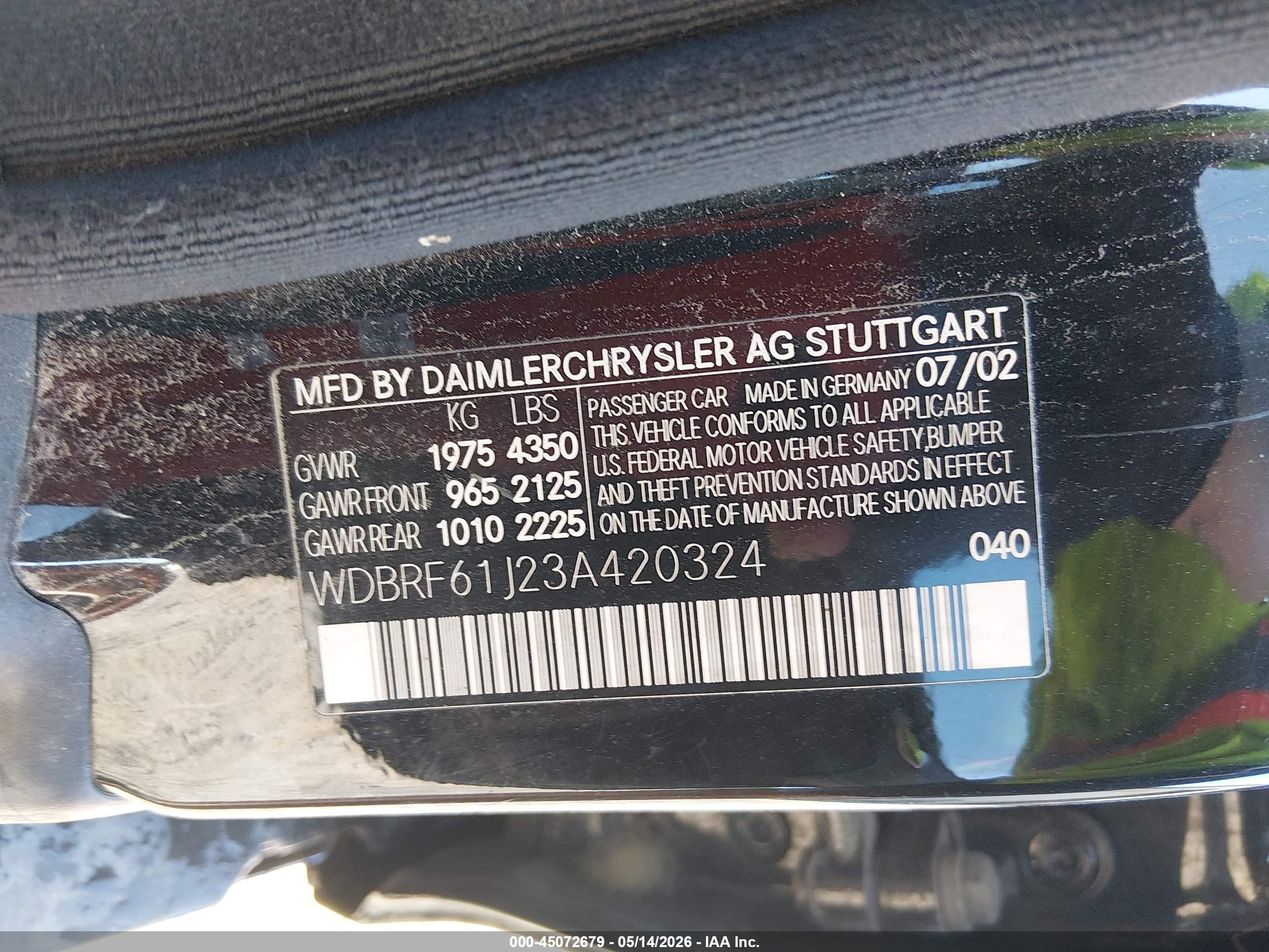 2003 Mercedes-benz C 240   Черный vin: WDBRF61J23A420324