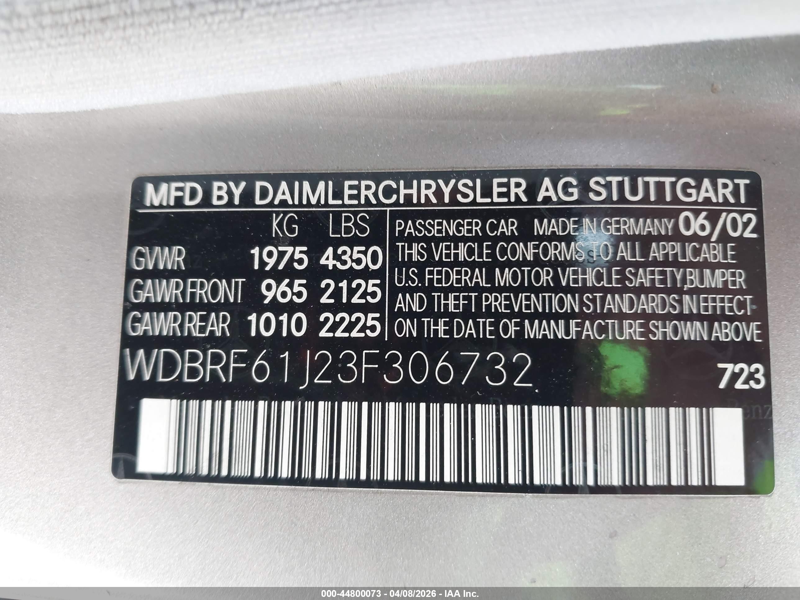 2003 Mercedes-benz C 240   Silver vin: WDBRF61J23F306732