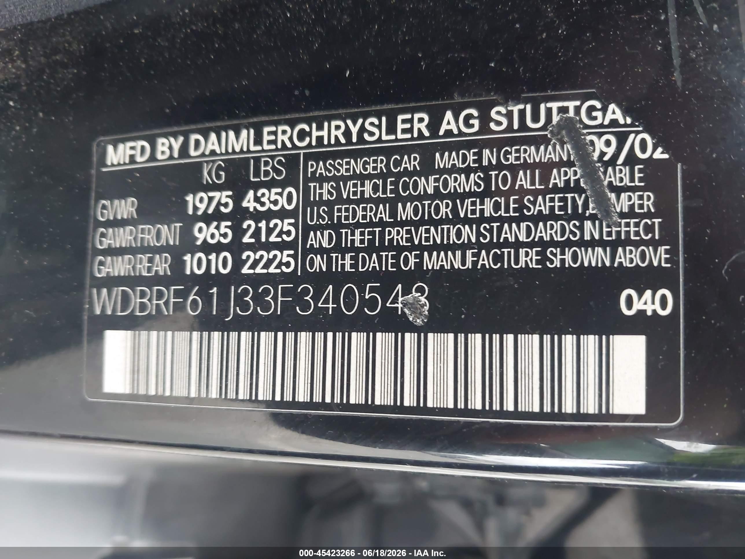 2003 Mercedes-benz C 240   Black vin: WDBRF61J33F340548