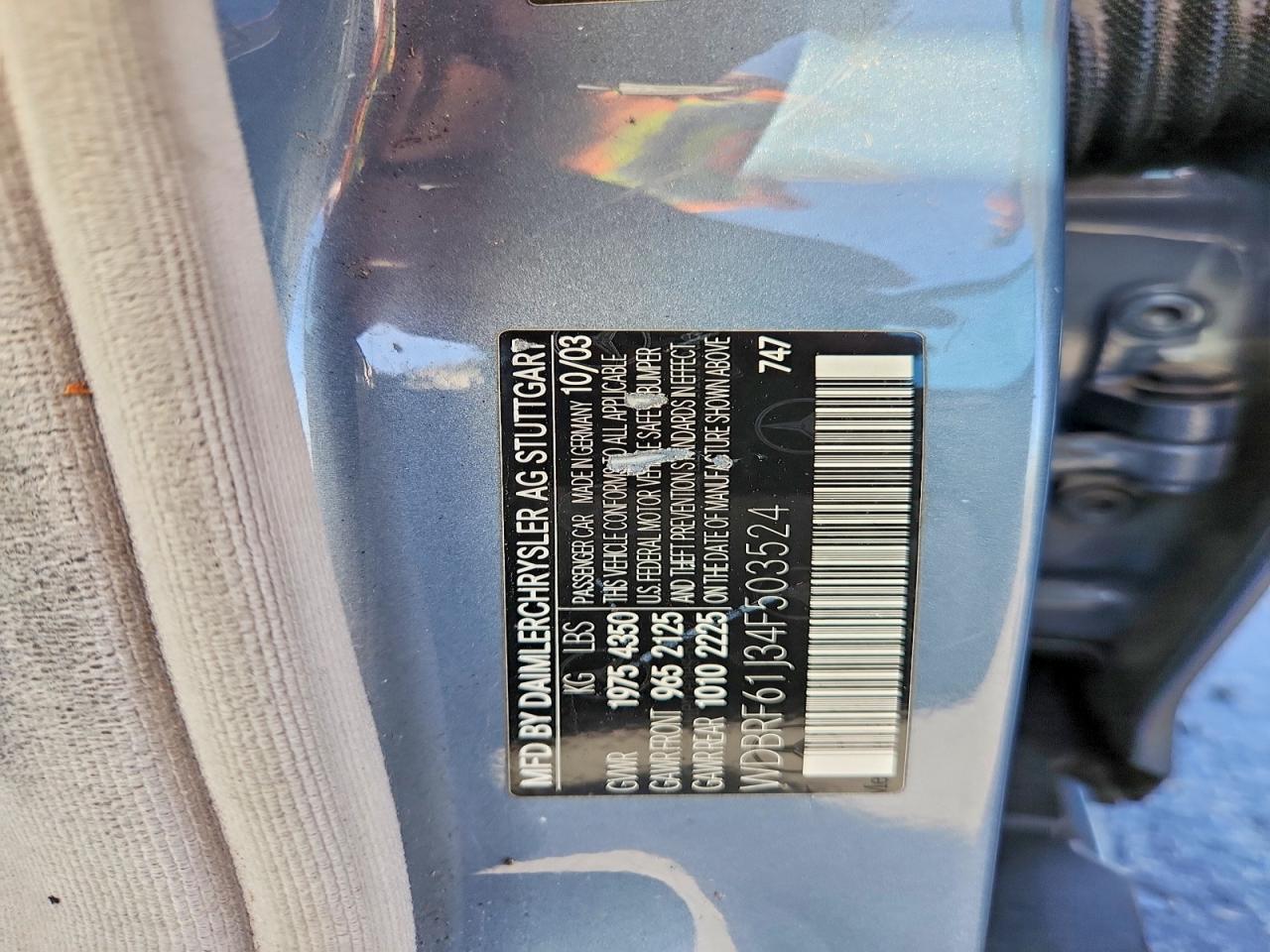 2004 Mercedes-benz C 240 Blue vin: WDBRF61J34F503524