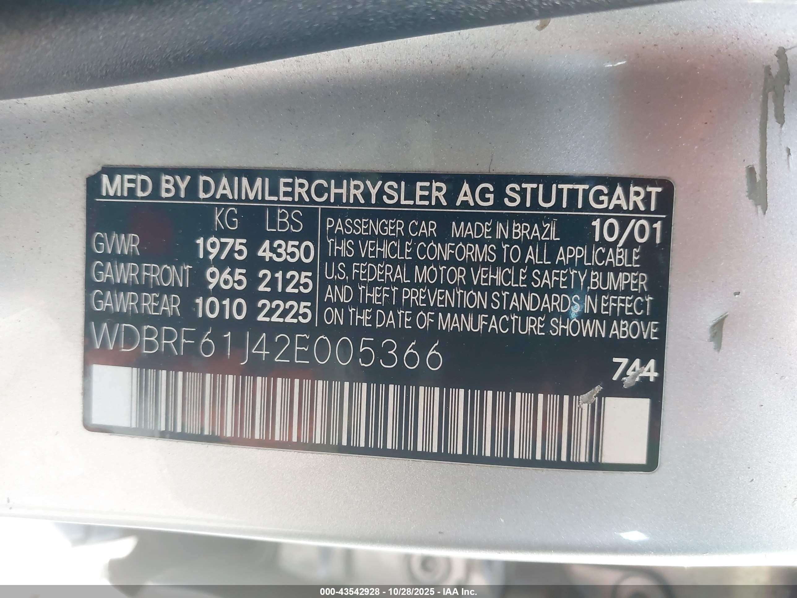 2002 Mercedes-benz C 240   Серый vin: WDBRF61J42E005366