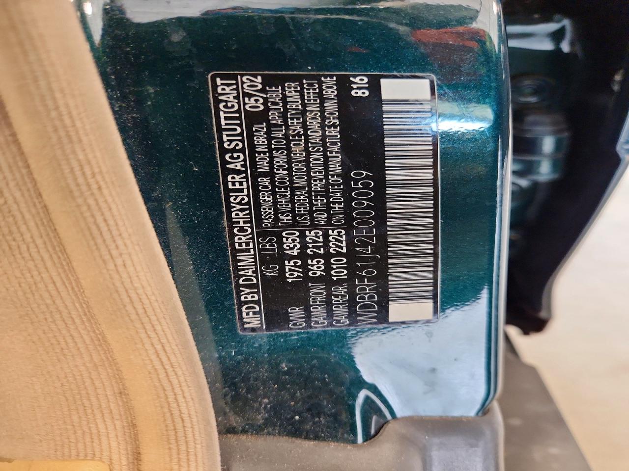 2002 Mercedes-benz C 240 Green vin: WDBRF61J42E009059
