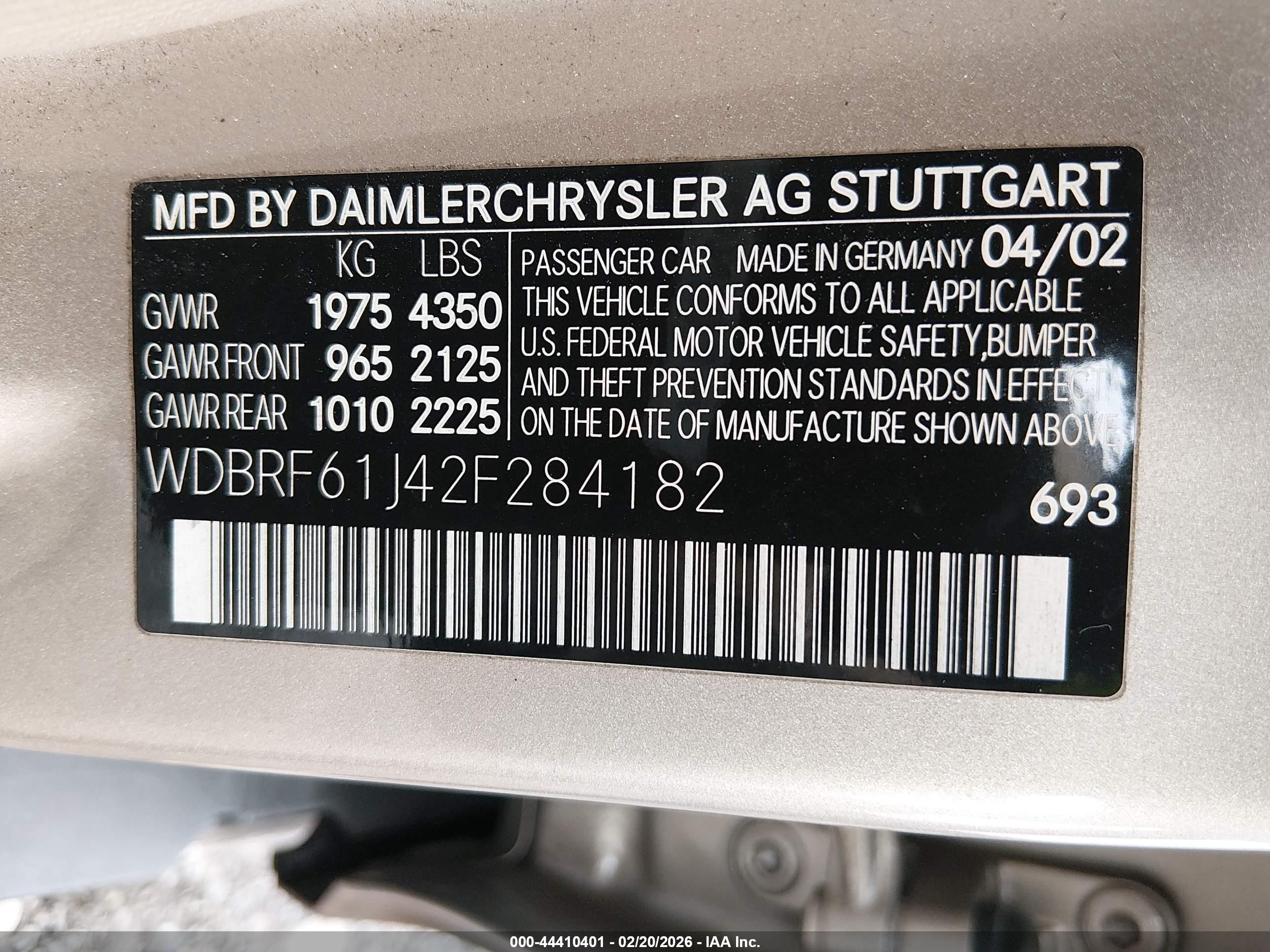 2002 Mercedes-benz C 240   Gold vin: WDBRF61J42F284182