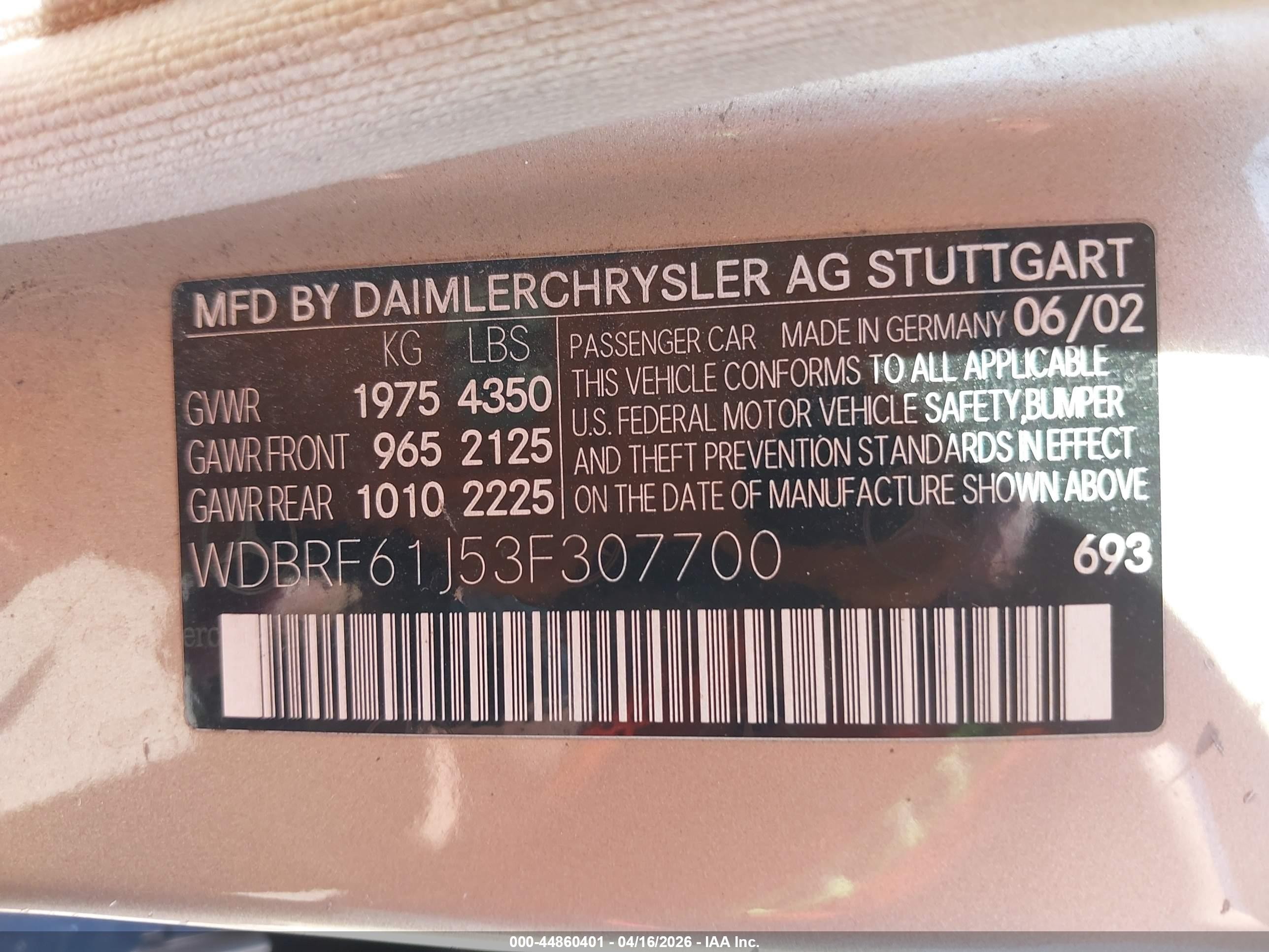 2003 Mercedes-benz C 240   Gold vin: WDBRF61J53F307700