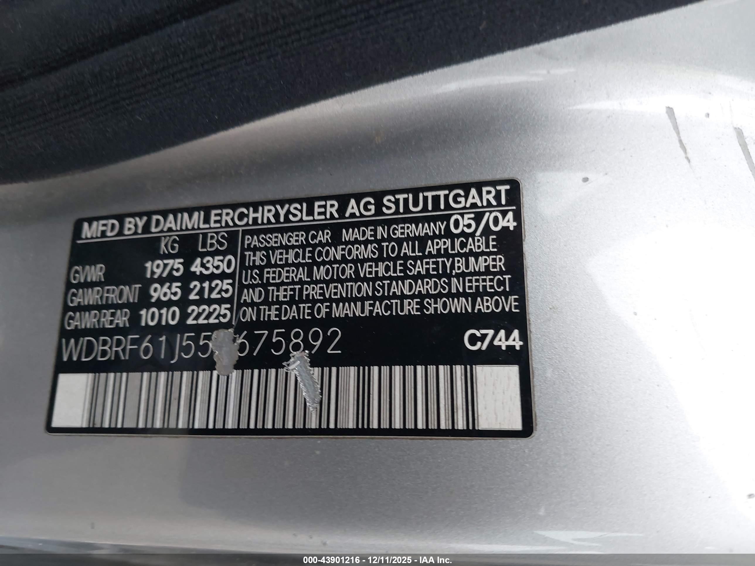 2005 Mercedes-benz C 240 Luxury Silver vin: WDBRF61J55A675892