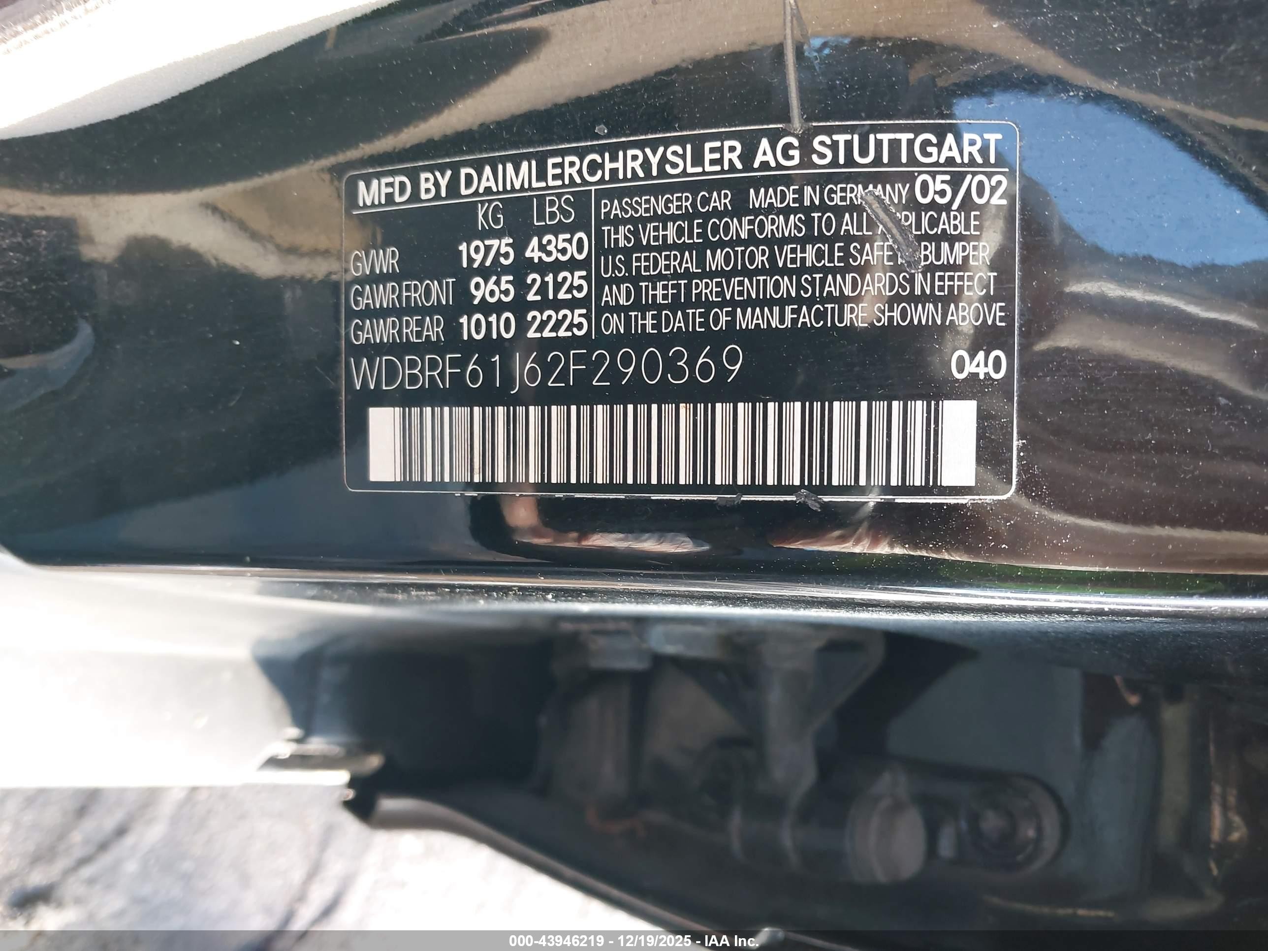 2002 Mercedes-benz C 240   Black vin: WDBRF61J62F290369