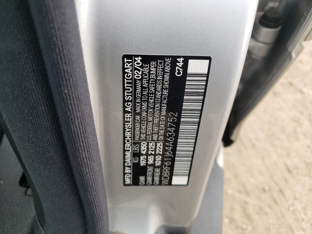 2004 Mercedes-benz C 240 Silver vin: WDBRF61J64A634752