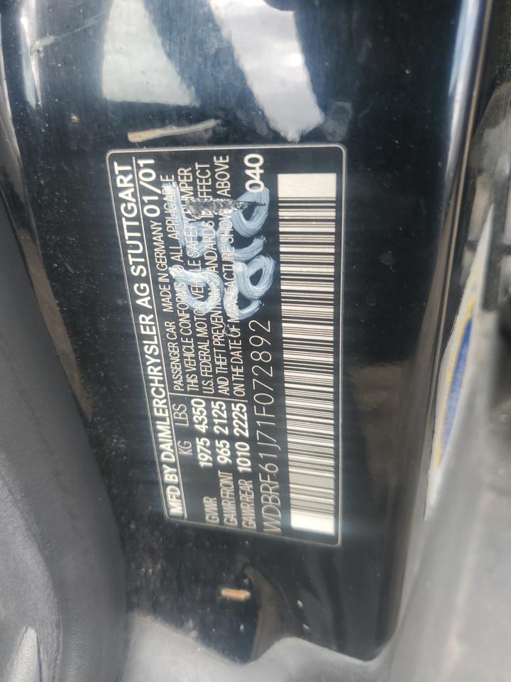 2001 Mercedes-benz C 240 Black vin: WDBRF61J71F072892