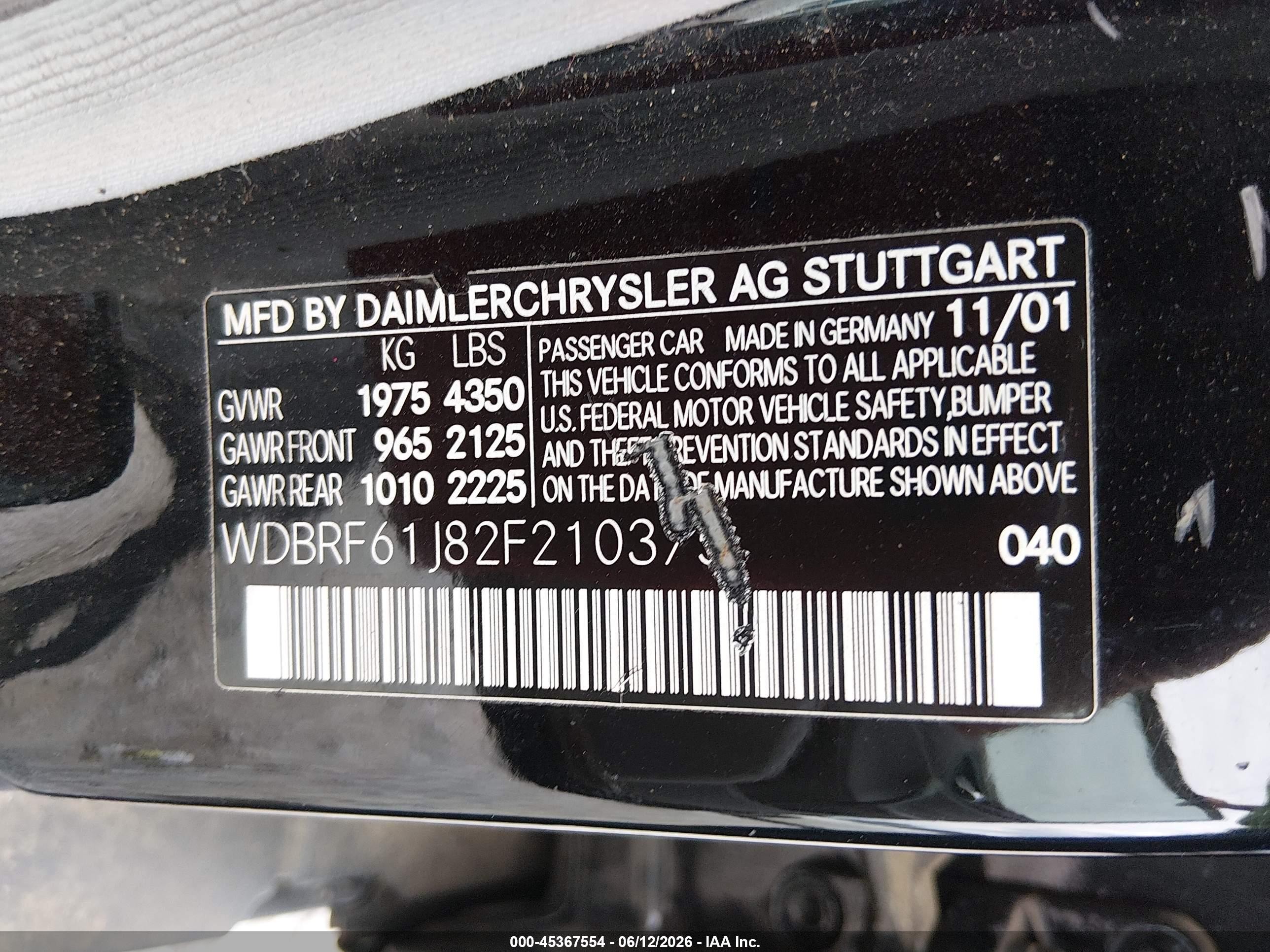2002 Mercedes-benz C 240   Black vin: WDBRF61J82F210375