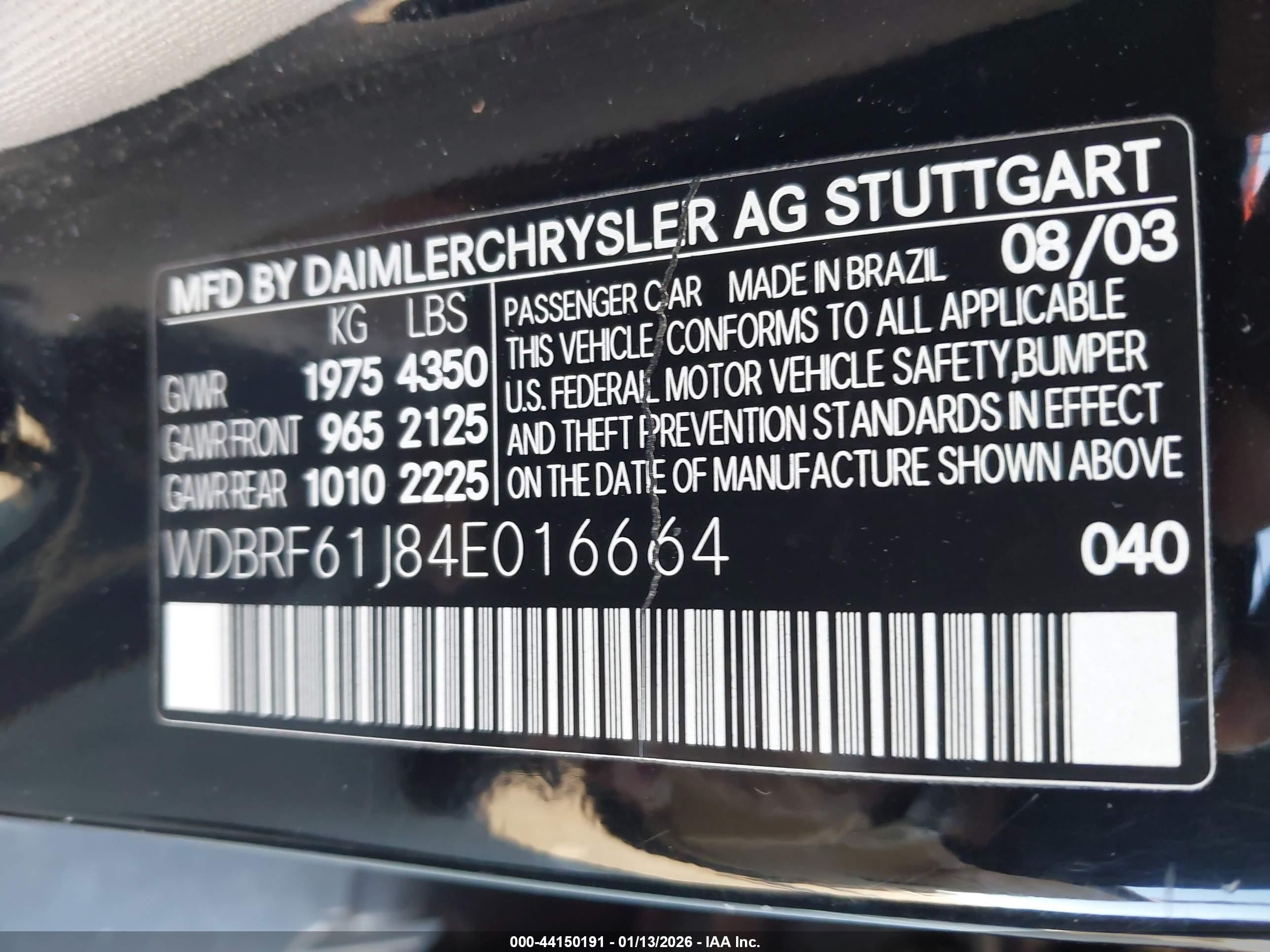 2004 Mercedes-benz C 240   Black vin: WDBRF61J84E016664