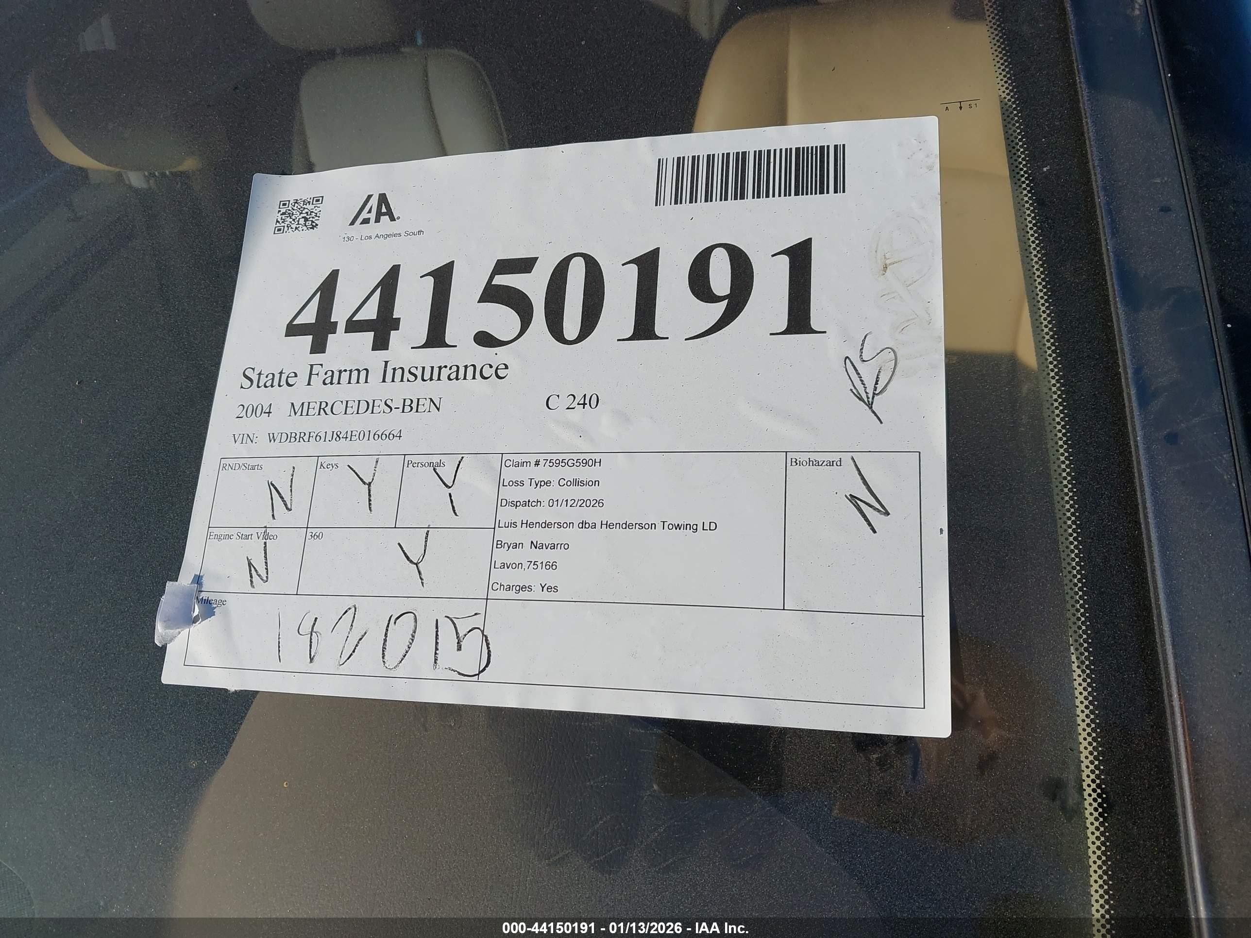 2004 Mercedes-benz C 240   Black vin: WDBRF61J84E016664