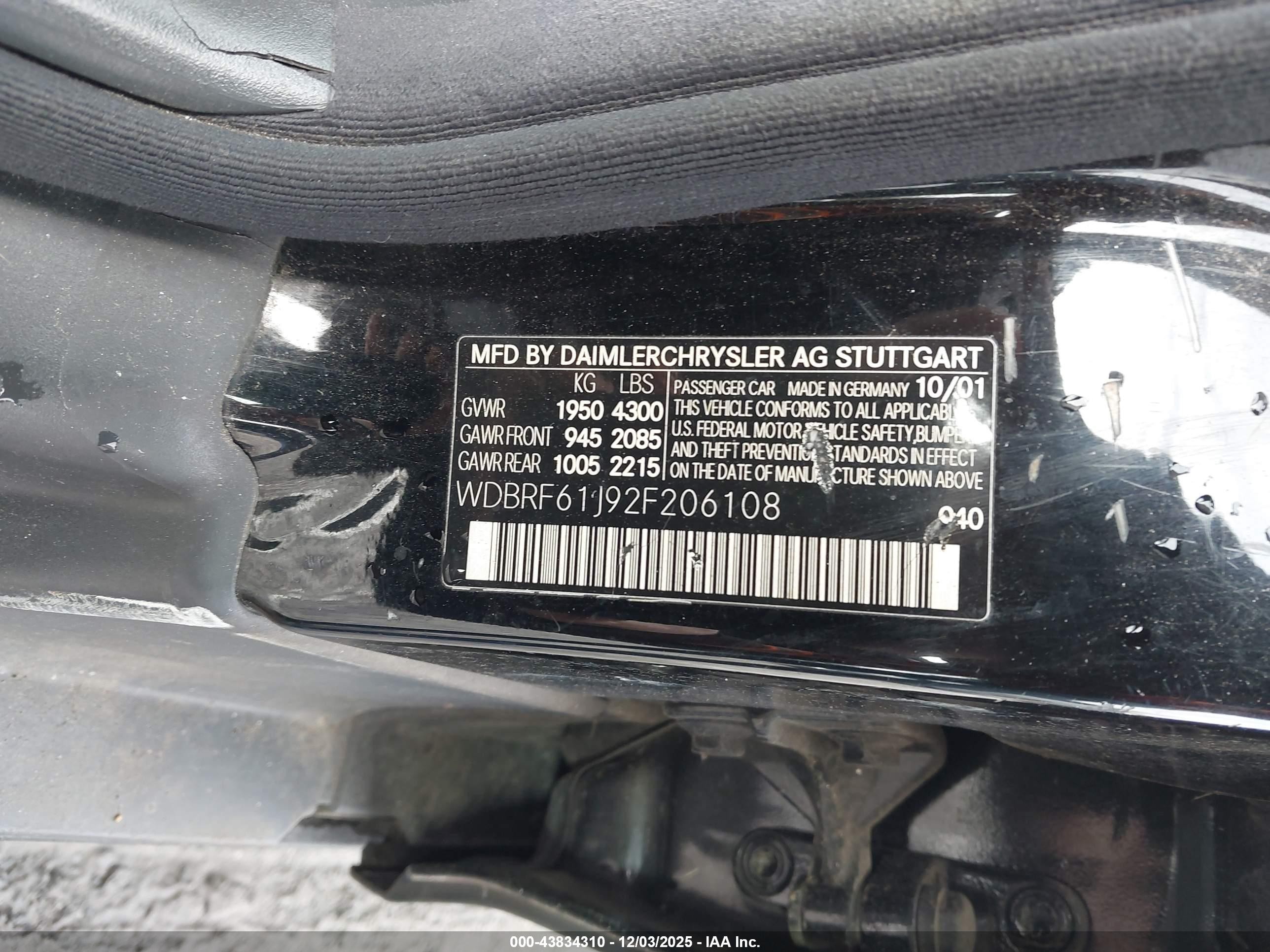 2002 Mercedes-benz C 240   Черный vin: WDBRF61J92F206108