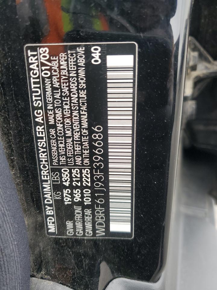 2003 Mercedes-benz C 240 Black vin: WDBRF61J93F396686