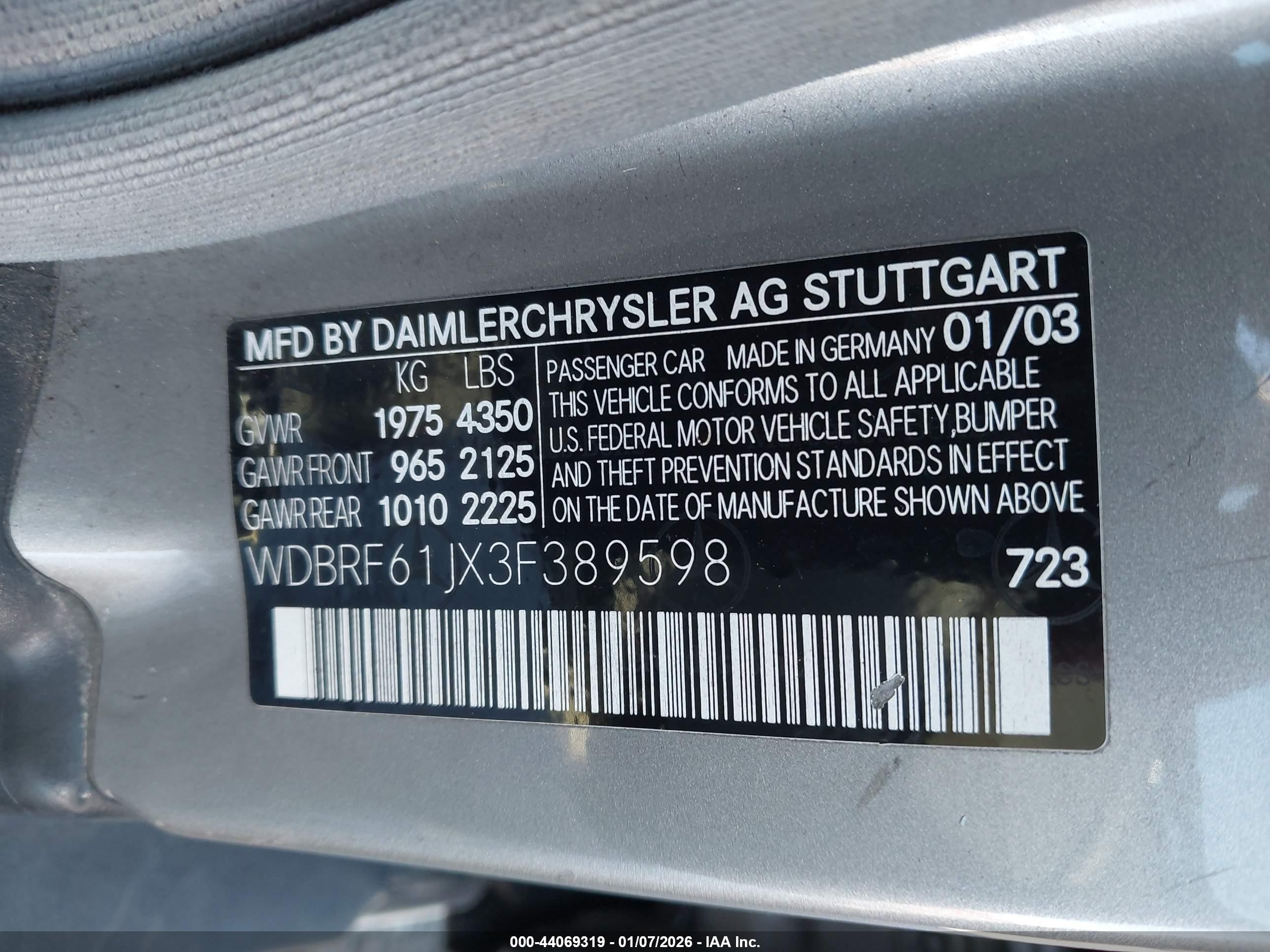 2003 Mercedes-benz C 240   Silver vin: WDBRF61JX3F389598