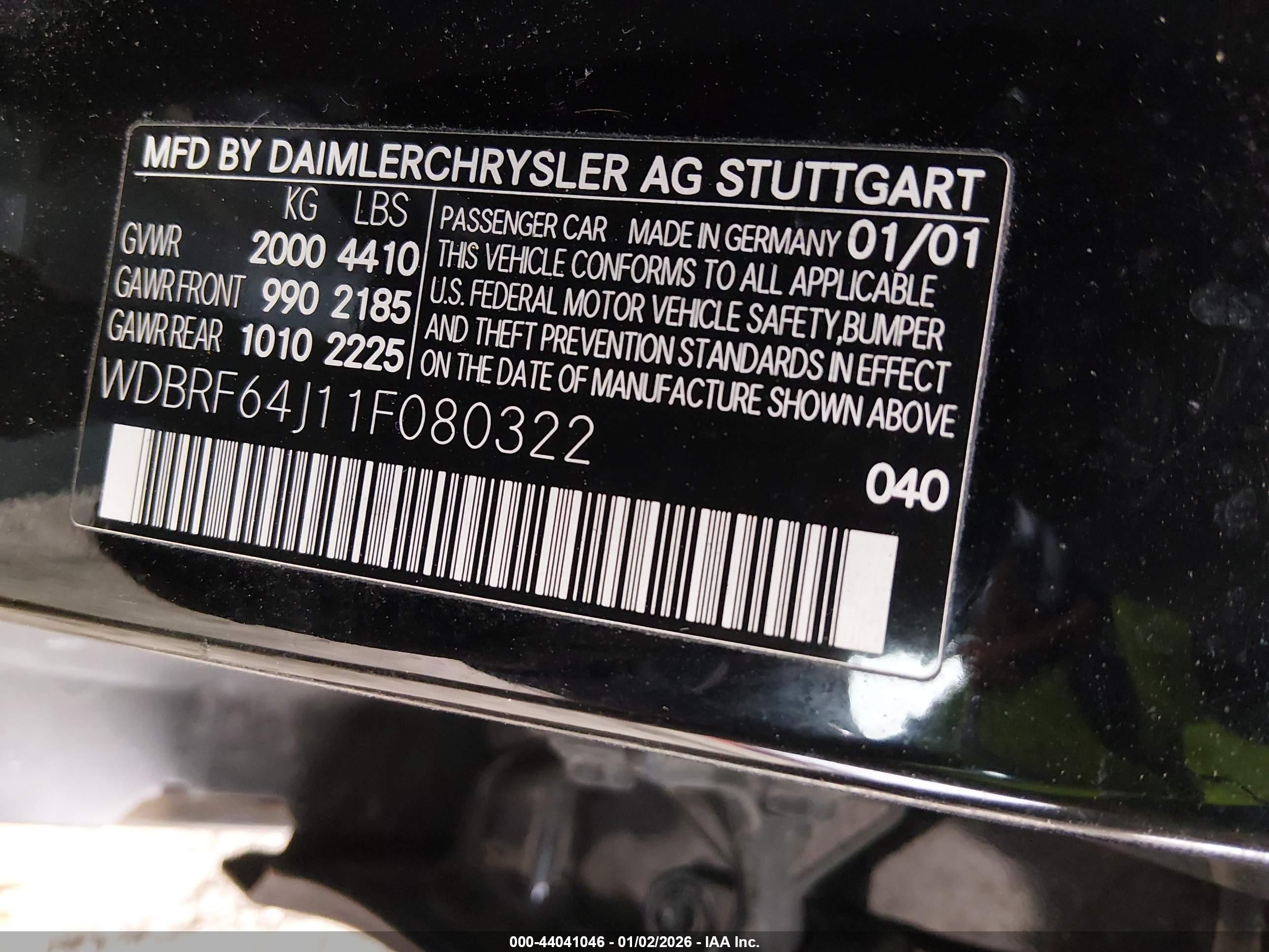 2001 Mercedes-benz C 320   Black vin: WDBRF64J11F080322