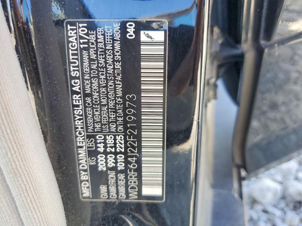 2002 Mercedes-benz C 320 Черный vin: WDBRF64J22F219973