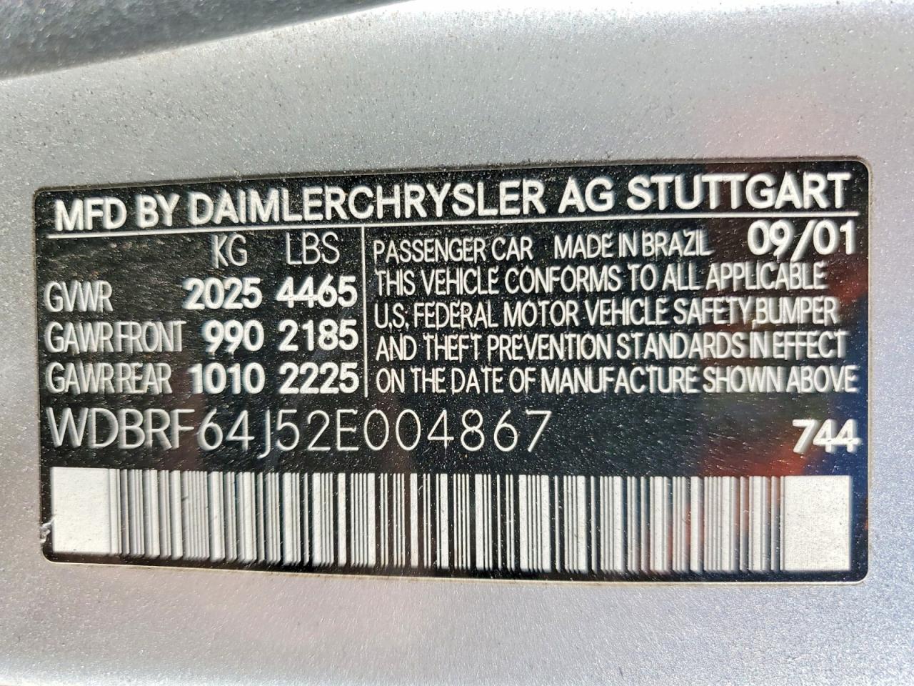 2002 Mercedes-benz C 320 Серебряный vin: WDBRF64J52E004867