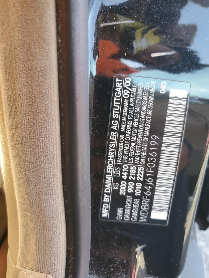 2001 Mercedes-benz C 320 Black vin: WDBRF64J61F036199