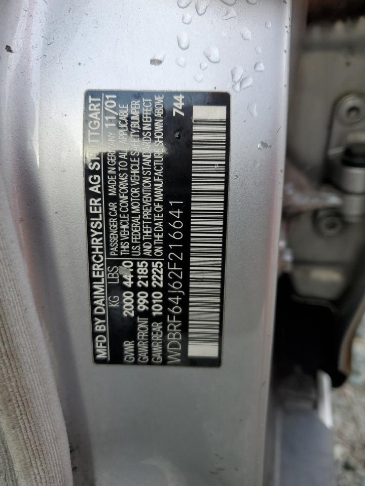 2002 Mercedes-benz C 320 Silver vin: WDBRF64J62F216641