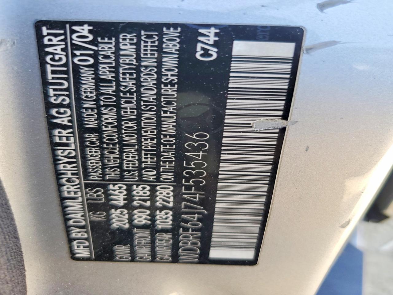 2004 Mercedes-benz C 320 Серебряный vin: WDBRF64J74F535436