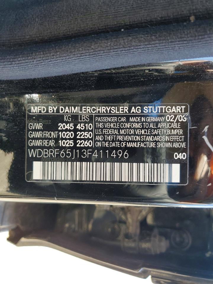 2003 Mercedes-benz C 32 Amg Kompressor Черный vin: WDBRF65J13F411496